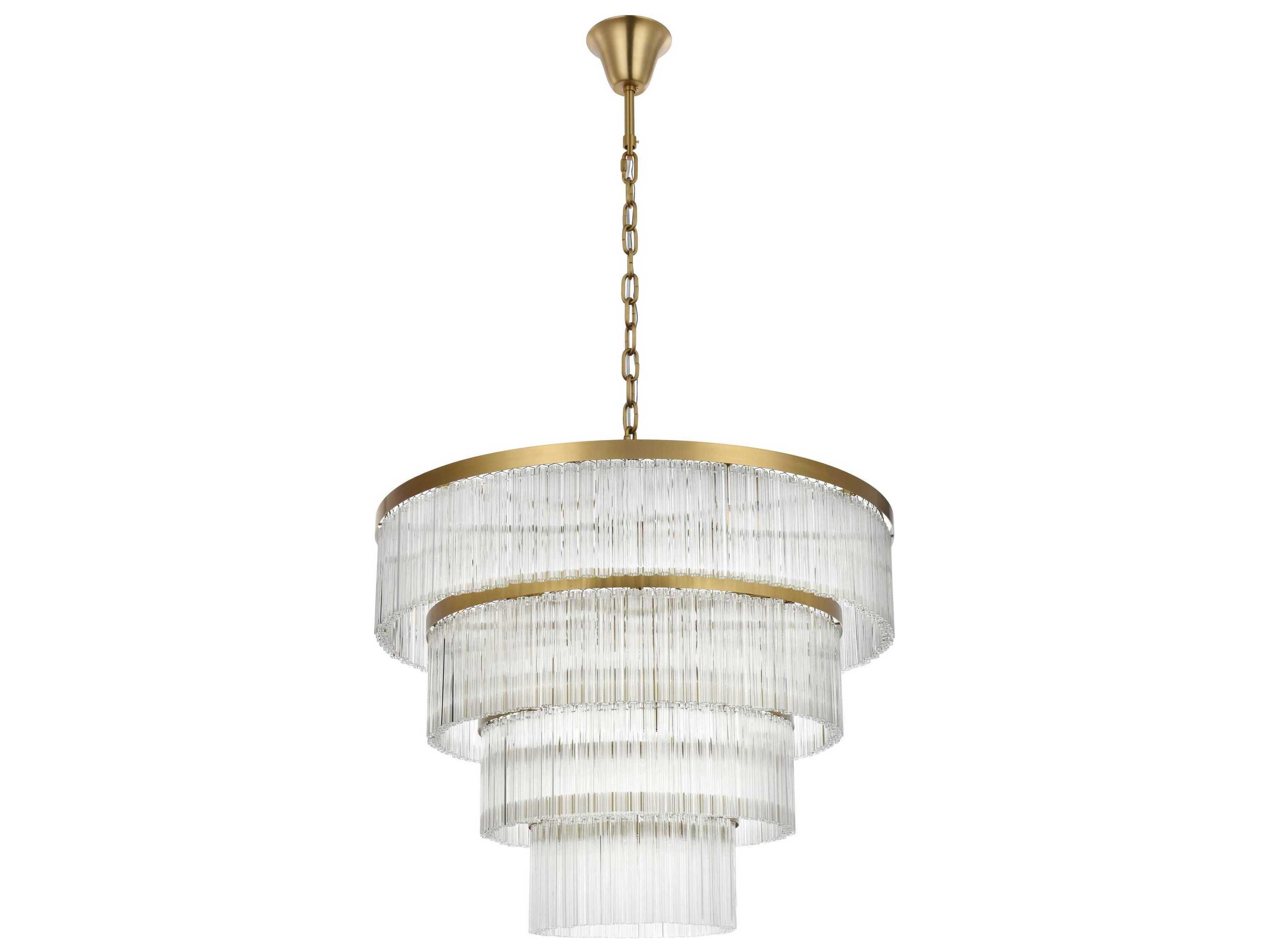 Elegant Lighting Harlow 28-Light Satin Gold Tiered Chandelier