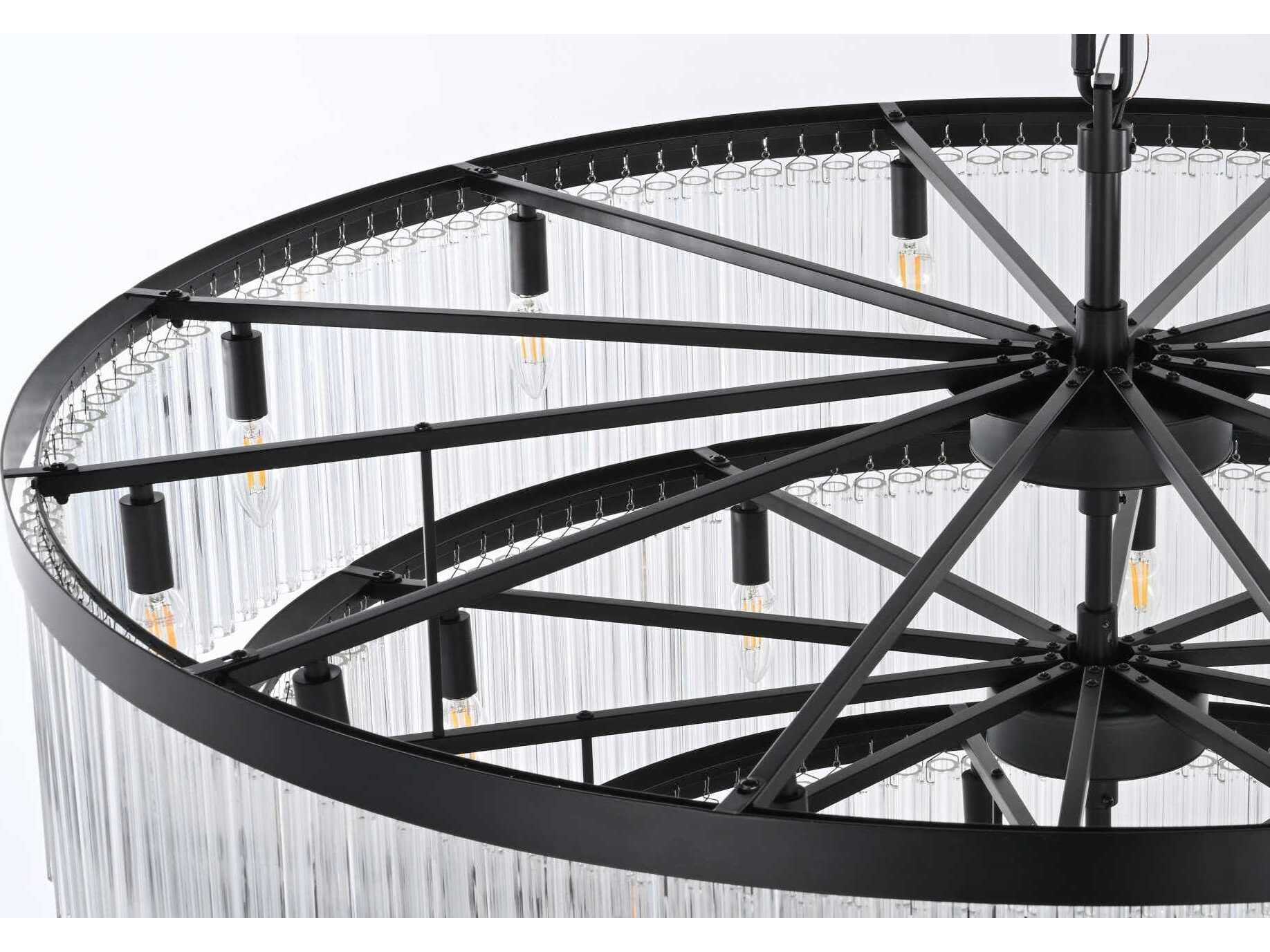 Elegant Lighting Harlow 40-Light Black Tiered Chandelier