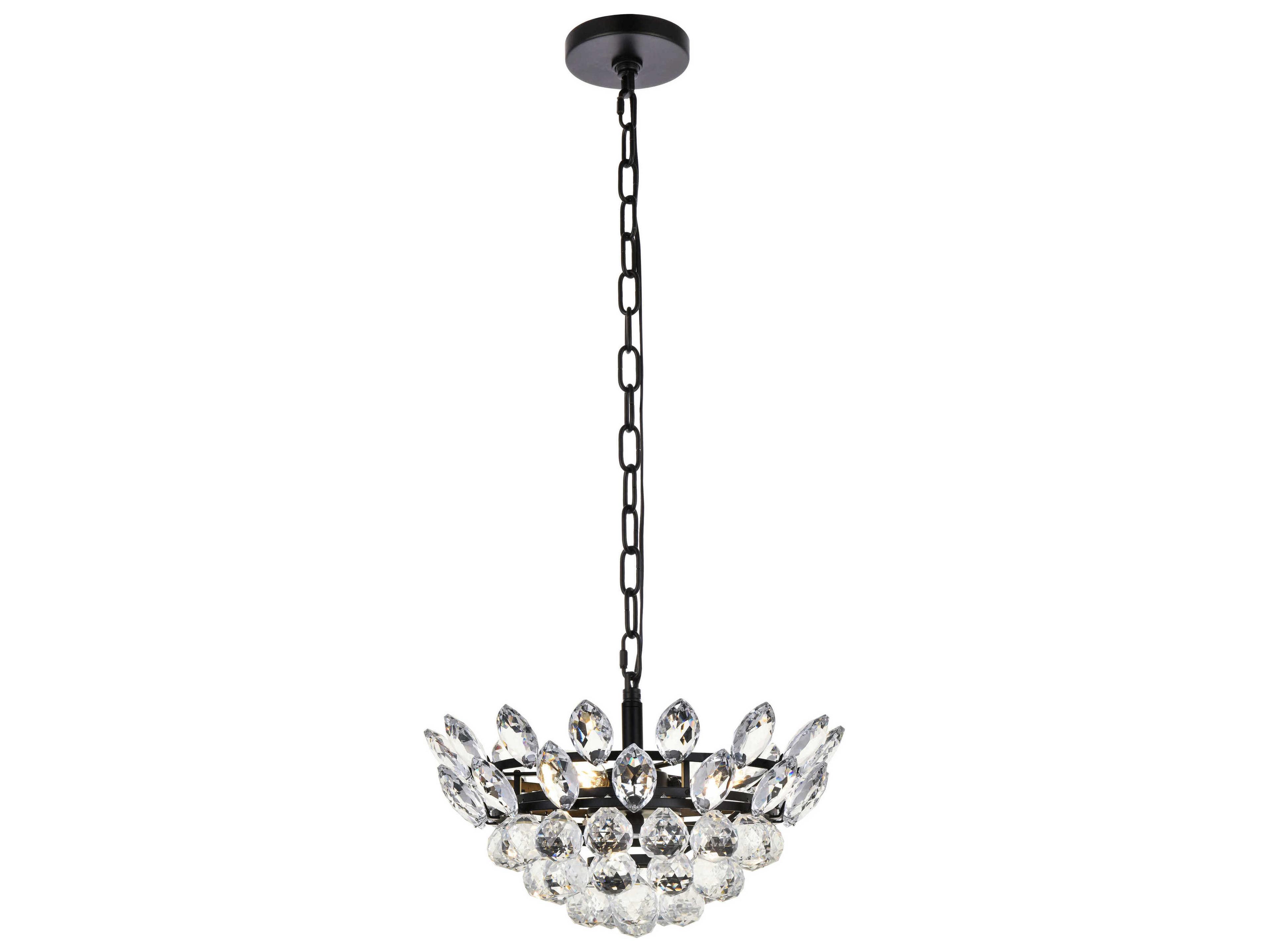 Elegant Lighting Emilia 3-Light Black Crystal Pendant