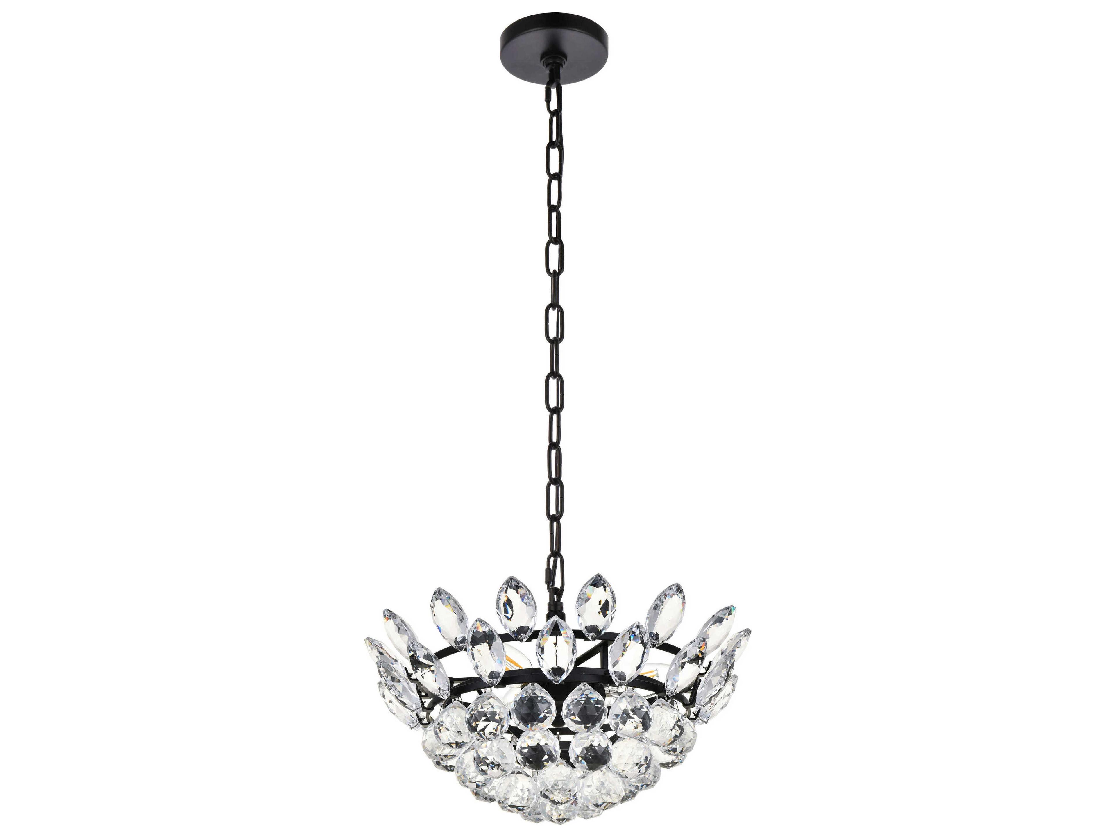 Elegant Lighting Emilia 3-Light Black Crystal Pendant