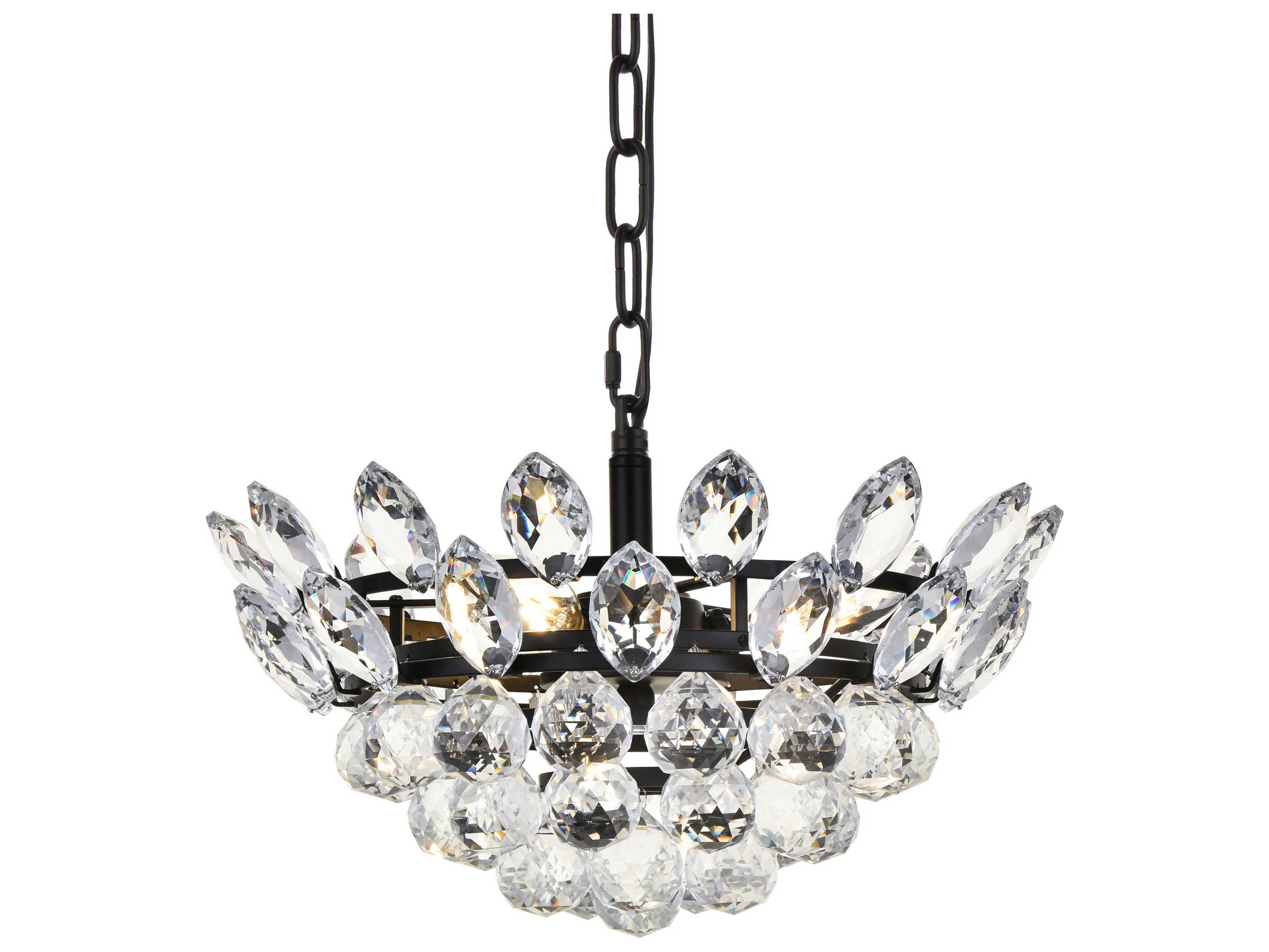 Elegant Lighting Emilia 3-Light Black Crystal Pendant