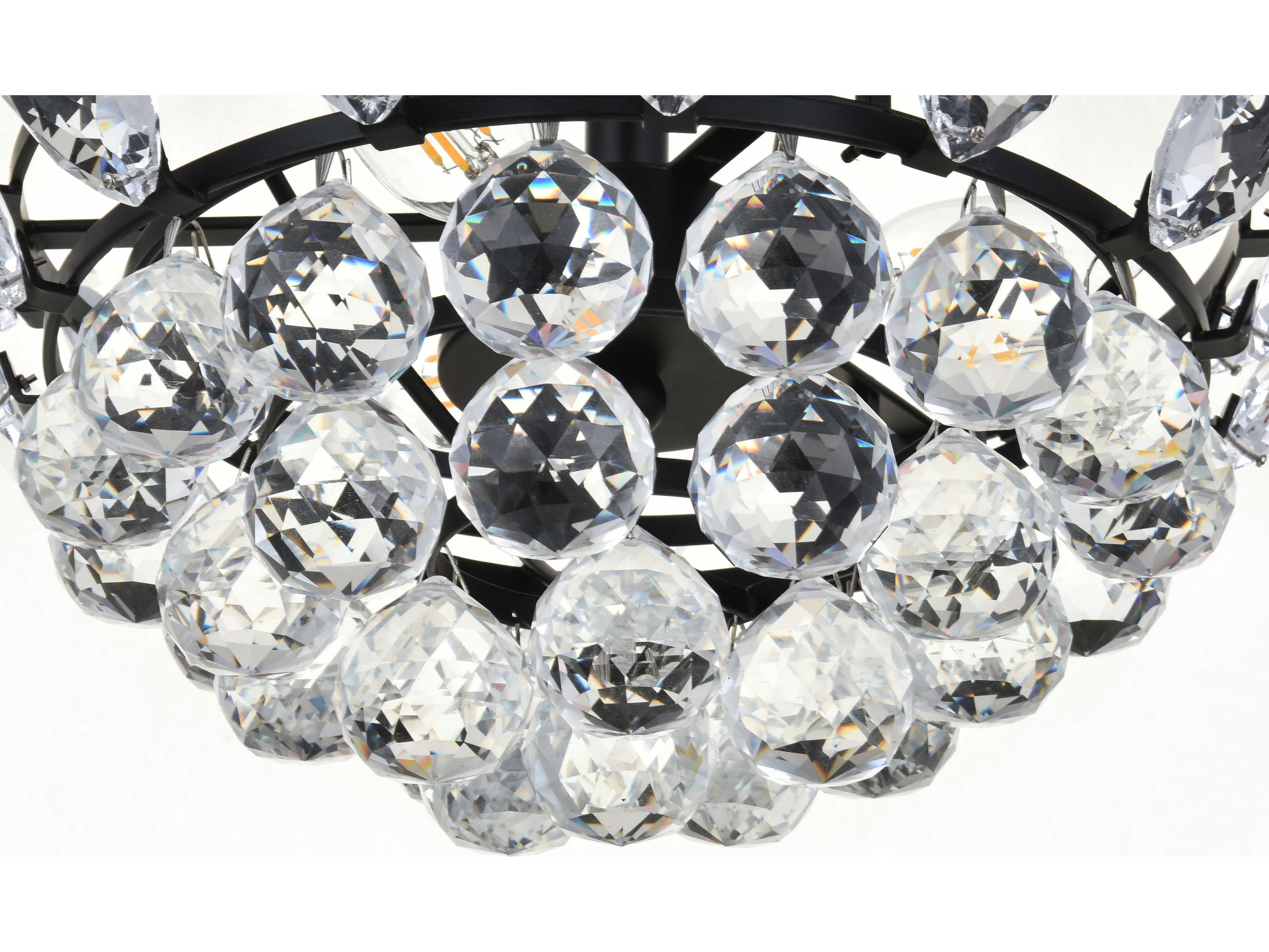 Elegant Lighting Emilia 3-Light Black Crystal Pendant