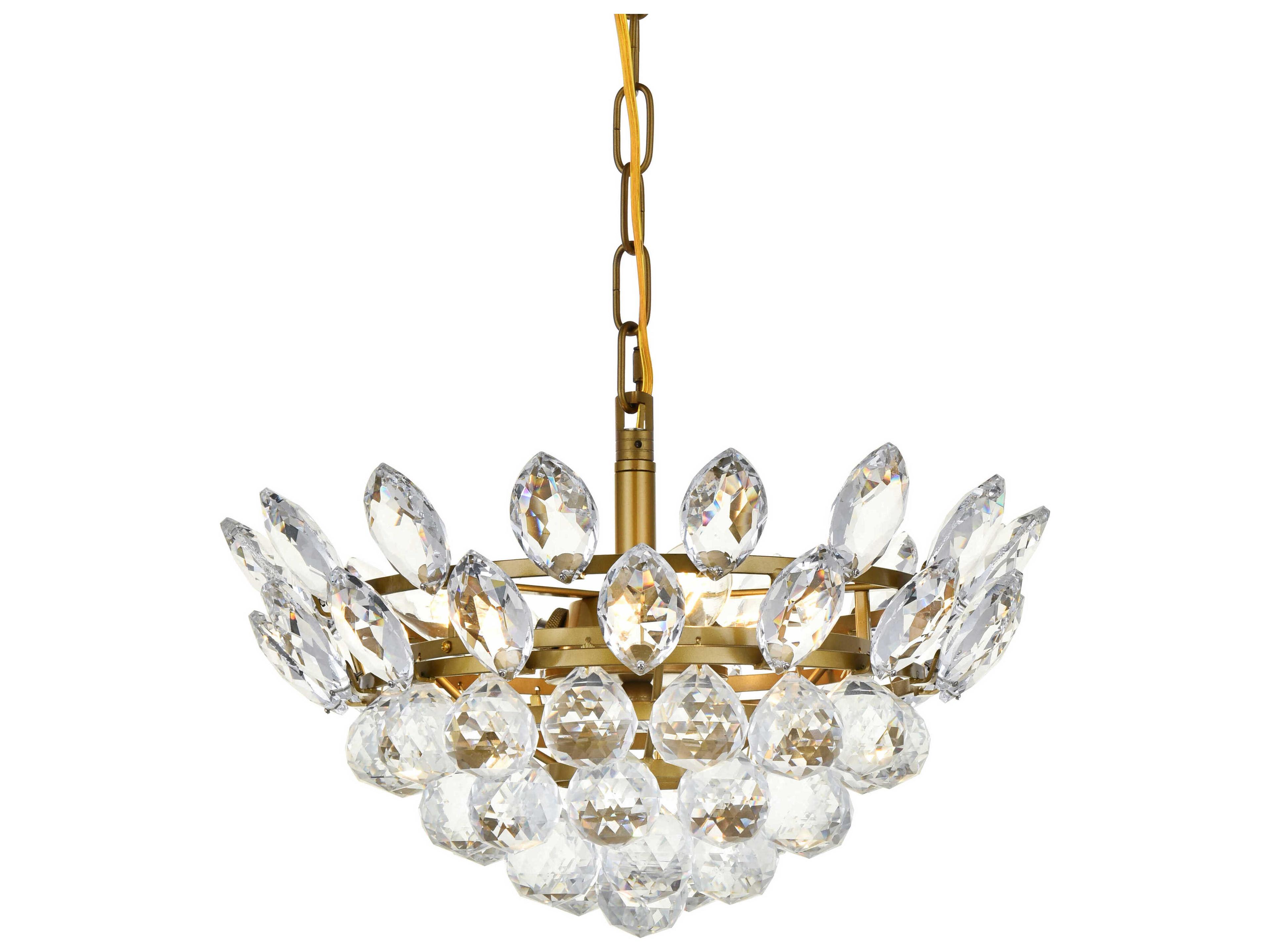 Elegant Lighting Emilia 3-Light Brass Crystal Pendant
