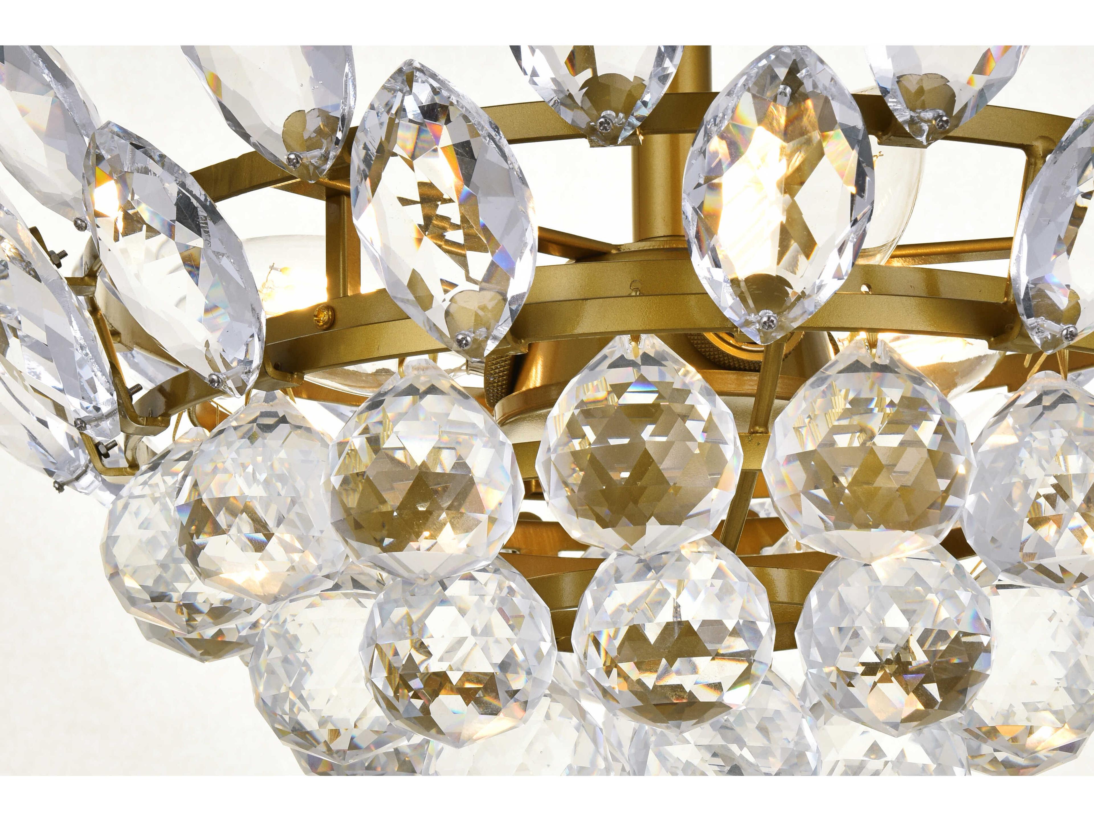 Elegant Lighting Emilia 3-Light Brass Crystal Pendant