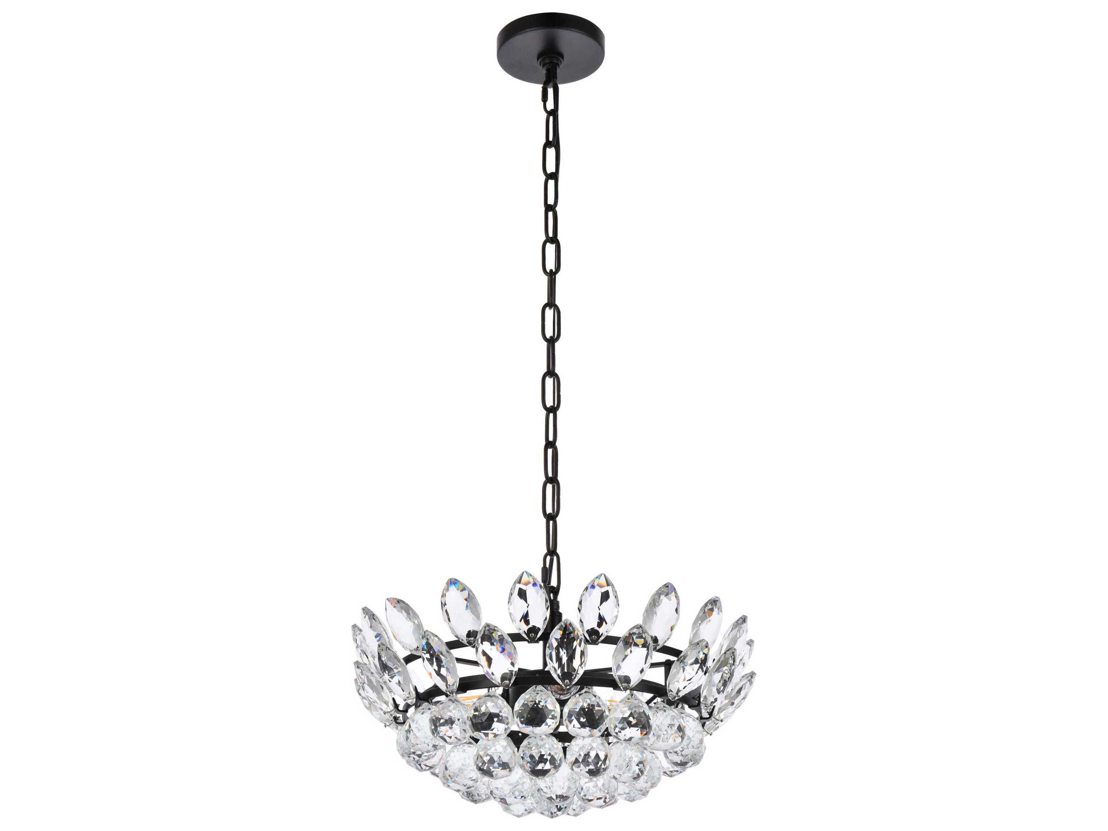 Elegant Lighting Emilia 3-Light Black Crystal Pendant