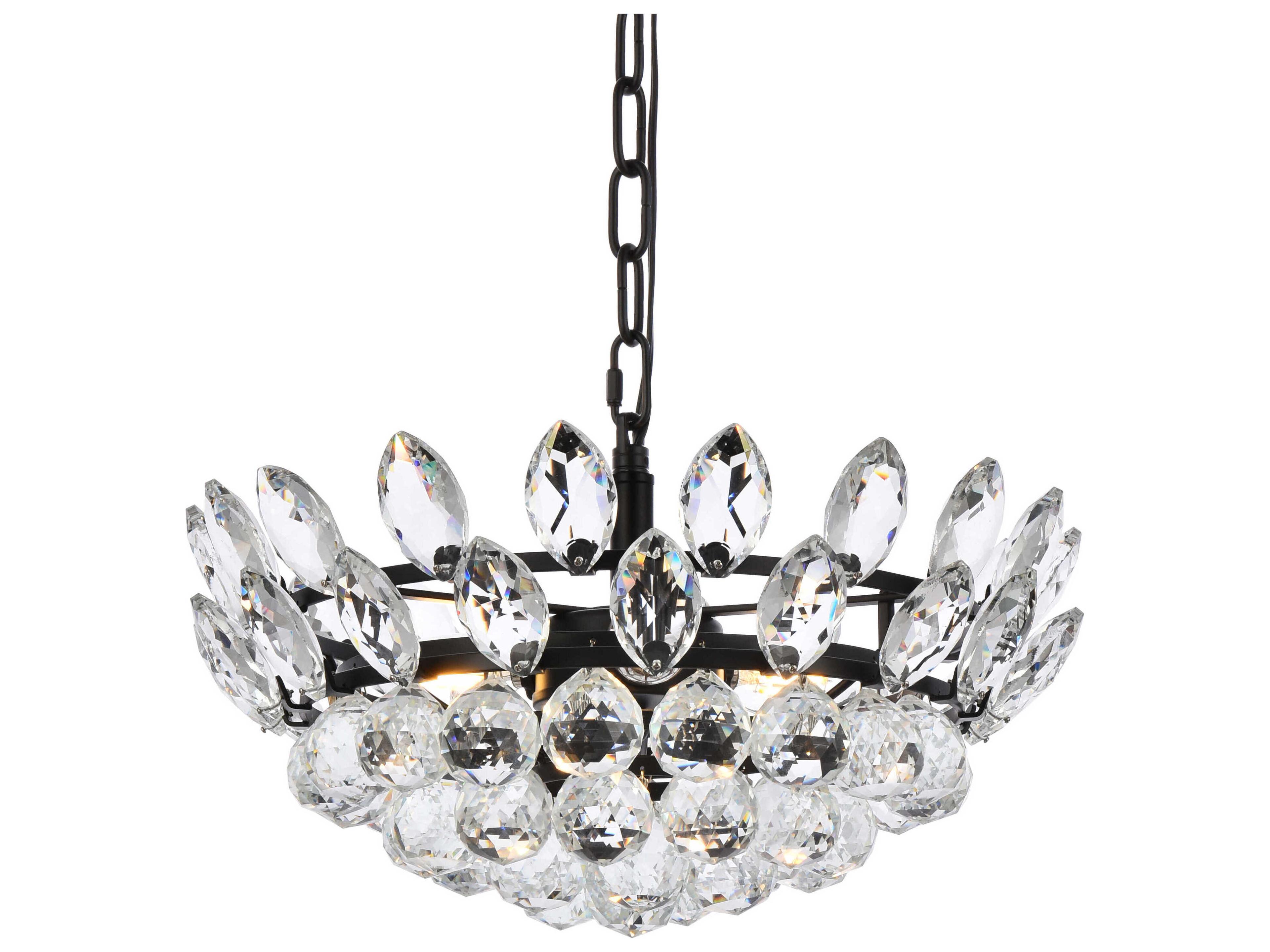 Elegant Lighting Emilia 3-Light Black Crystal Pendant