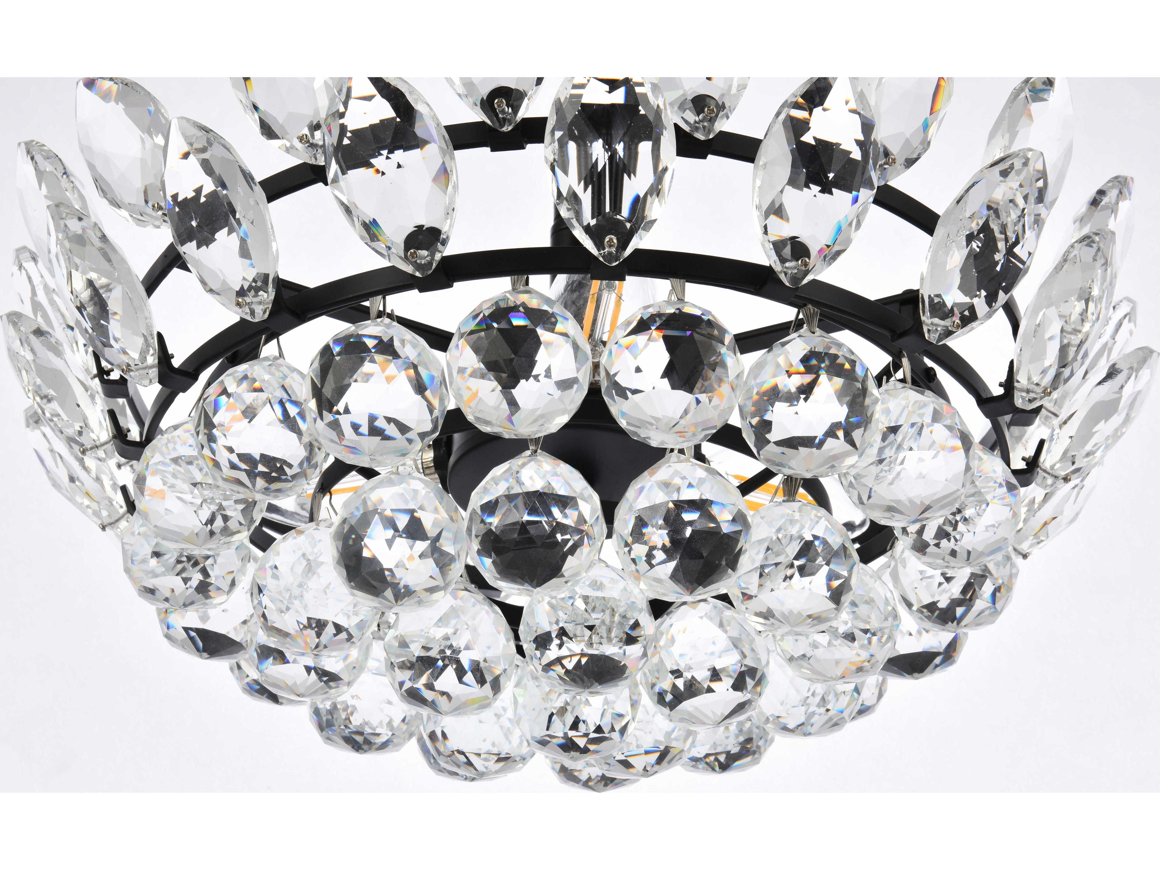 Elegant Lighting Emilia 3-Light Black Crystal Pendant