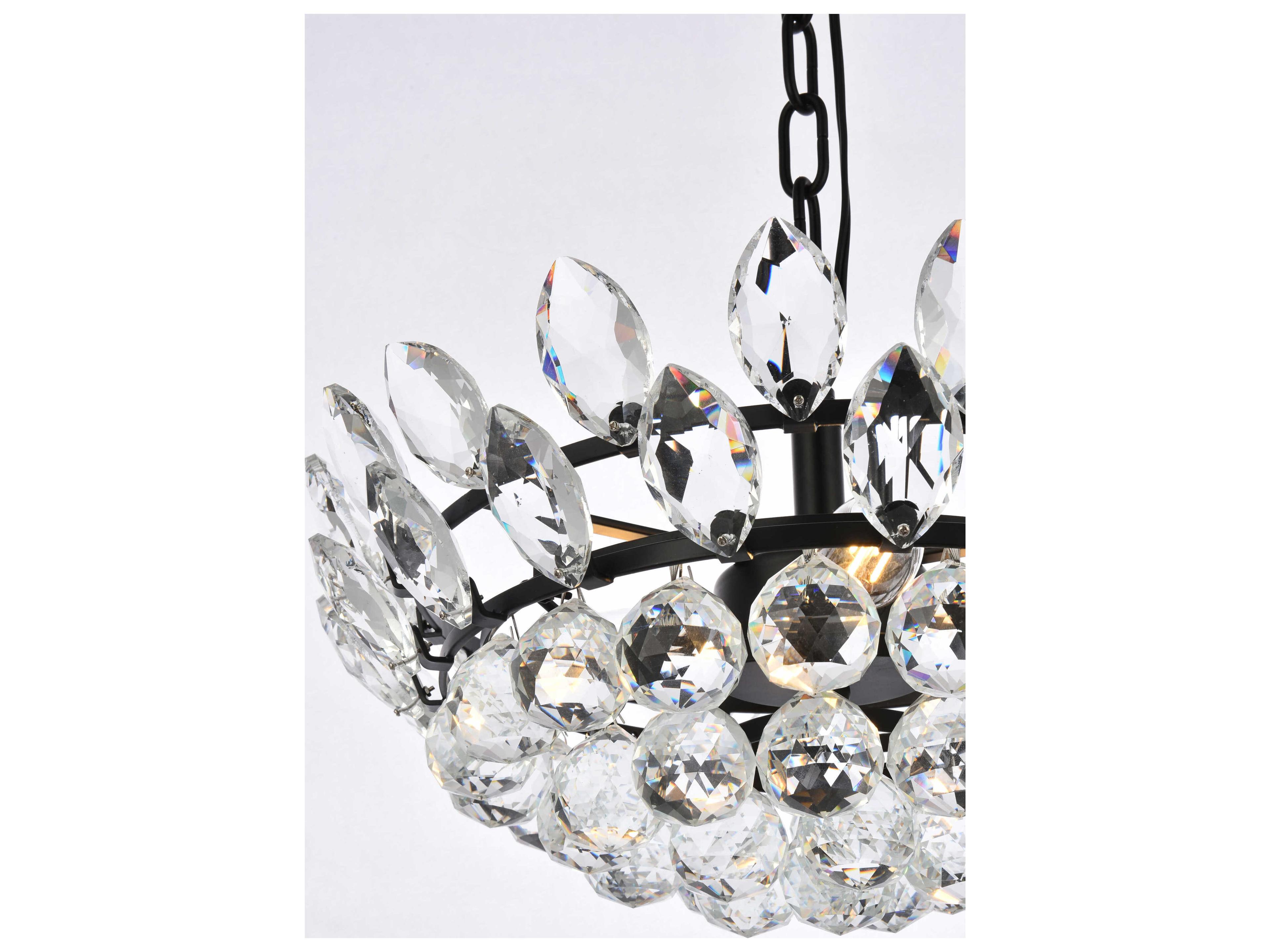 Elegant Lighting Emilia 3-Light Black Crystal Pendant