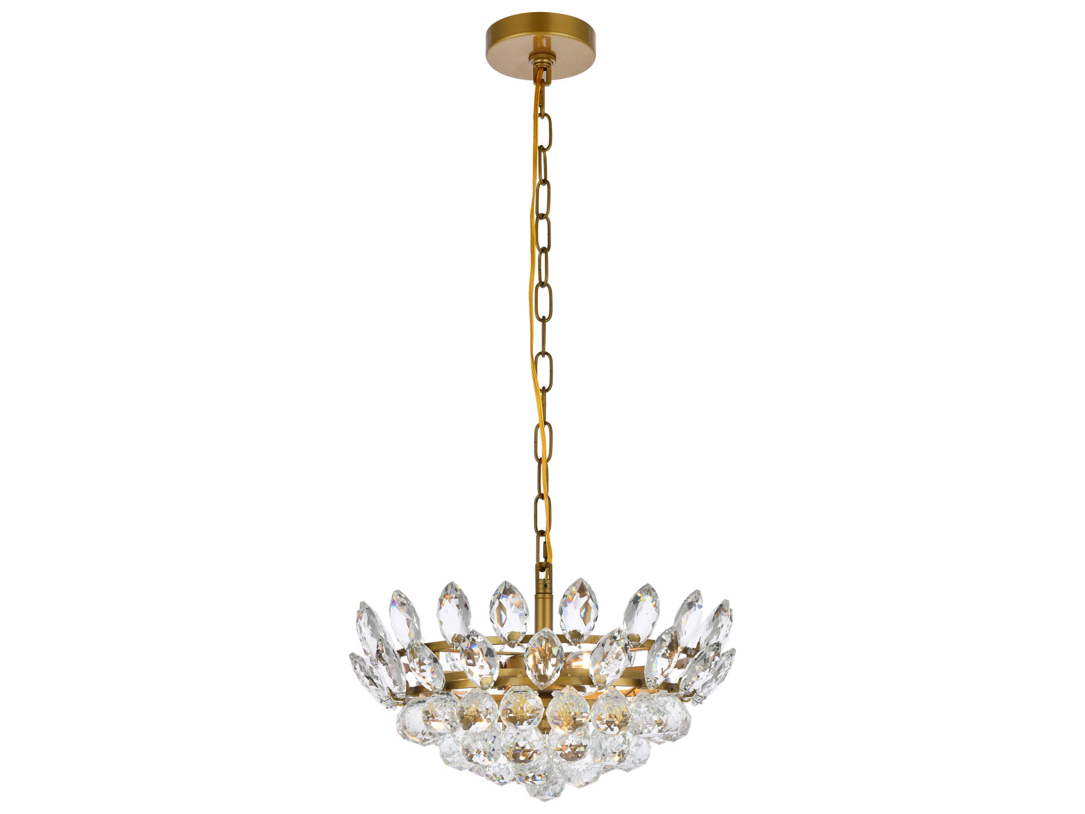 Elegant Lighting Emilia 3-Light Brass Crystal Pendant