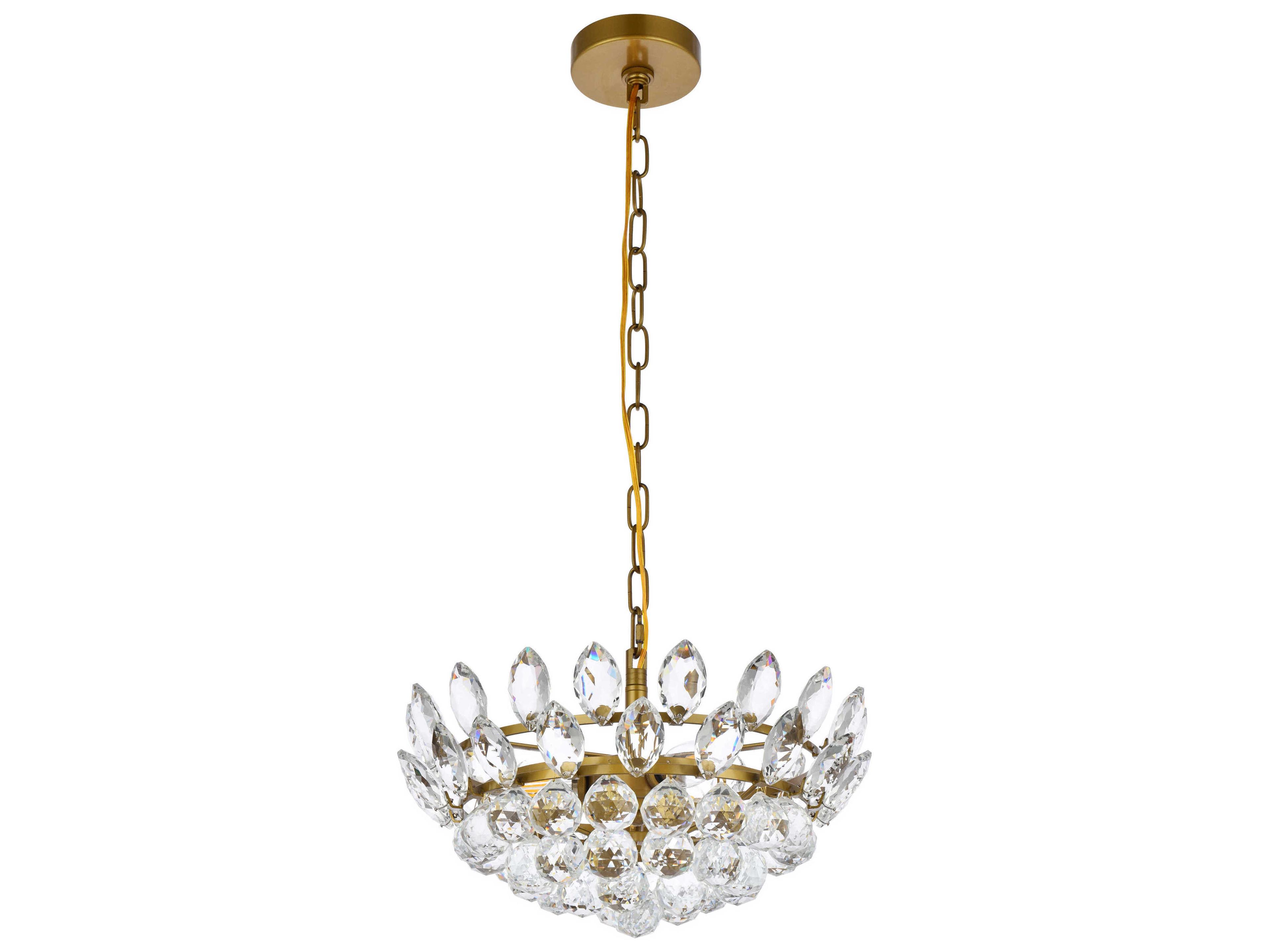 Elegant Lighting Emilia 3-Light Brass Crystal Pendant