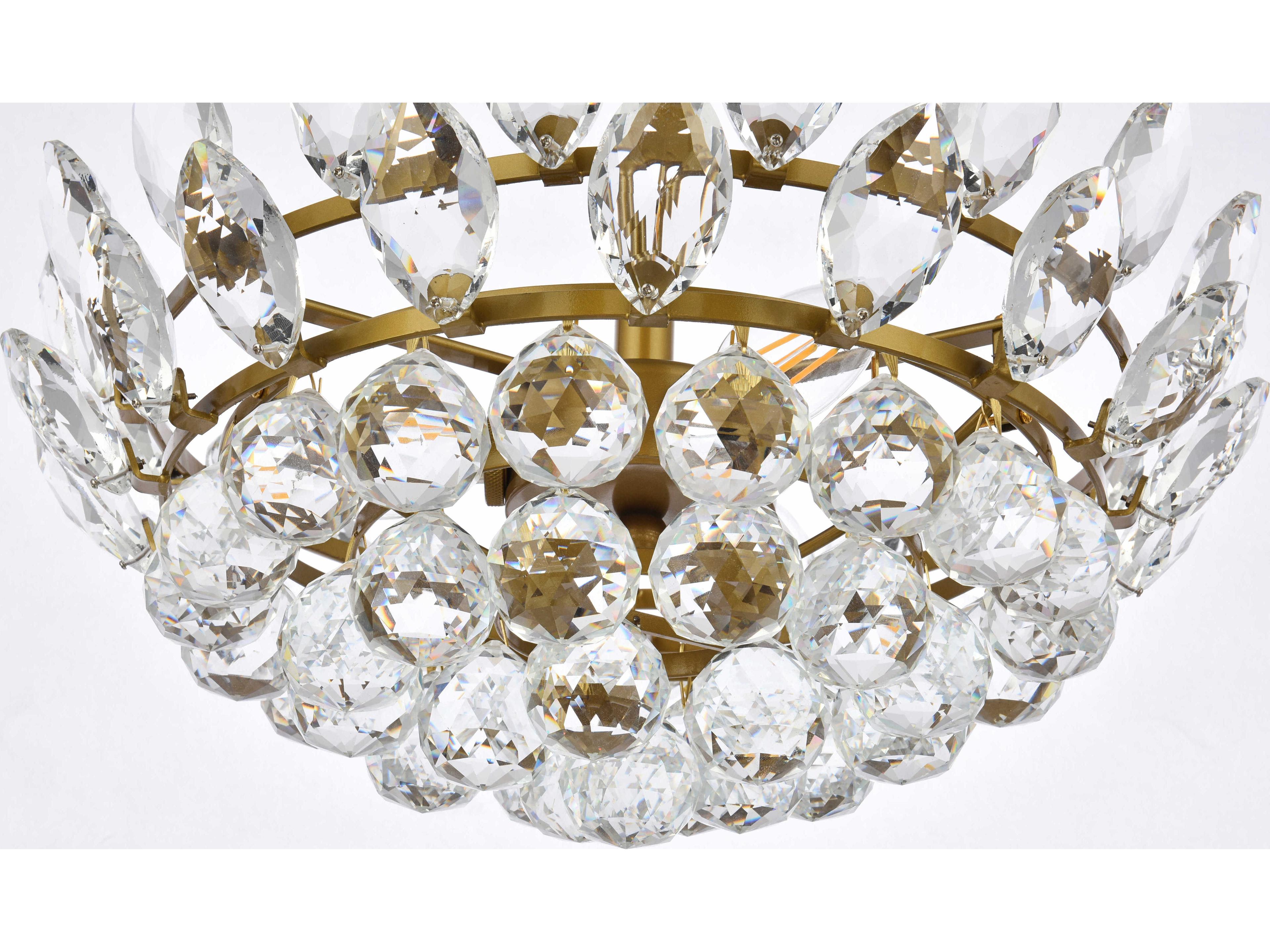 Elegant Lighting Emilia 3-Light Brass Crystal Pendant