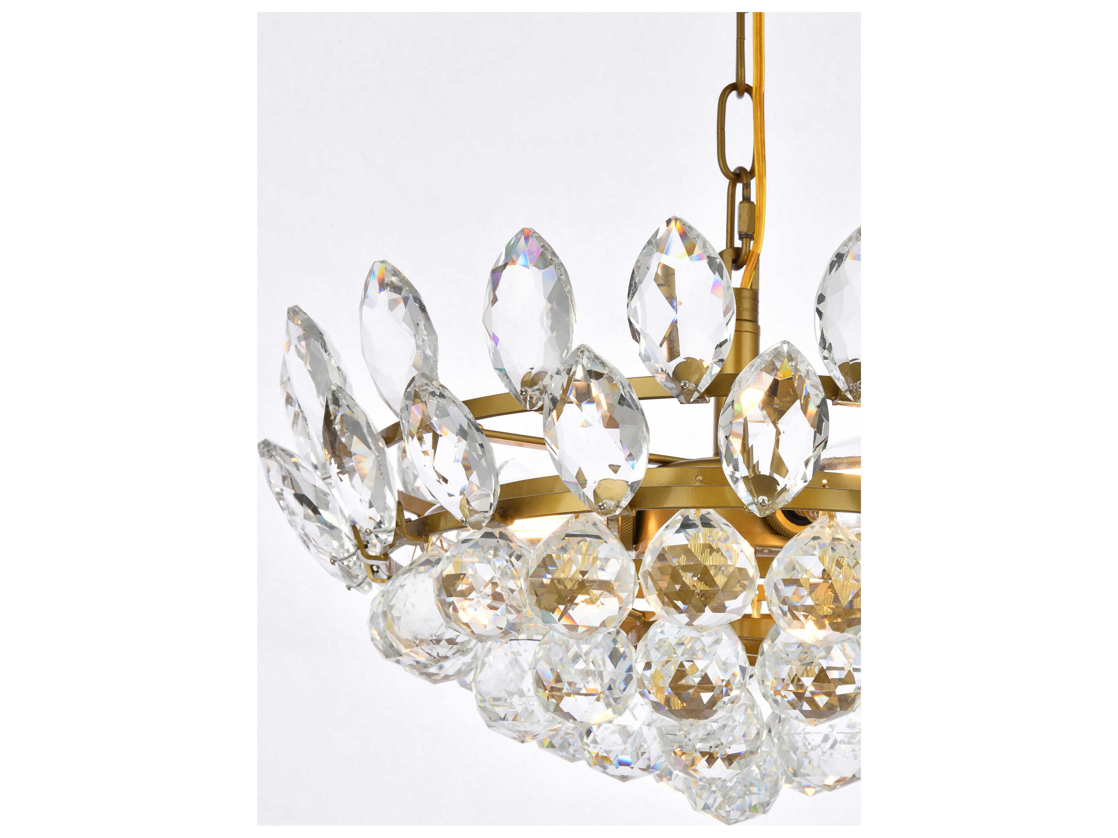 Elegant Lighting Emilia 3-Light Brass Crystal Pendant