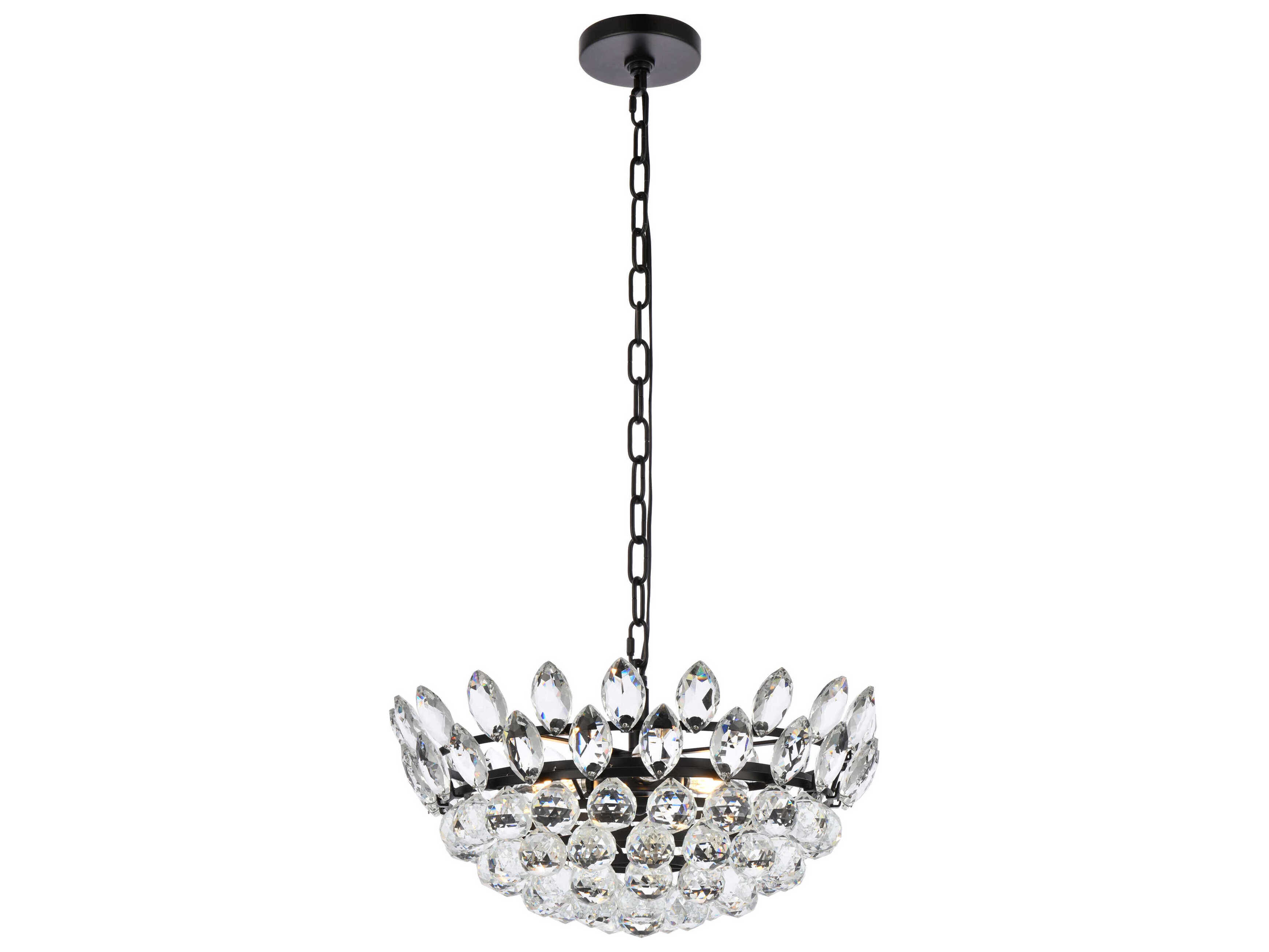 Elegant Lighting Emilia 5-Light Black Crystal Pendant