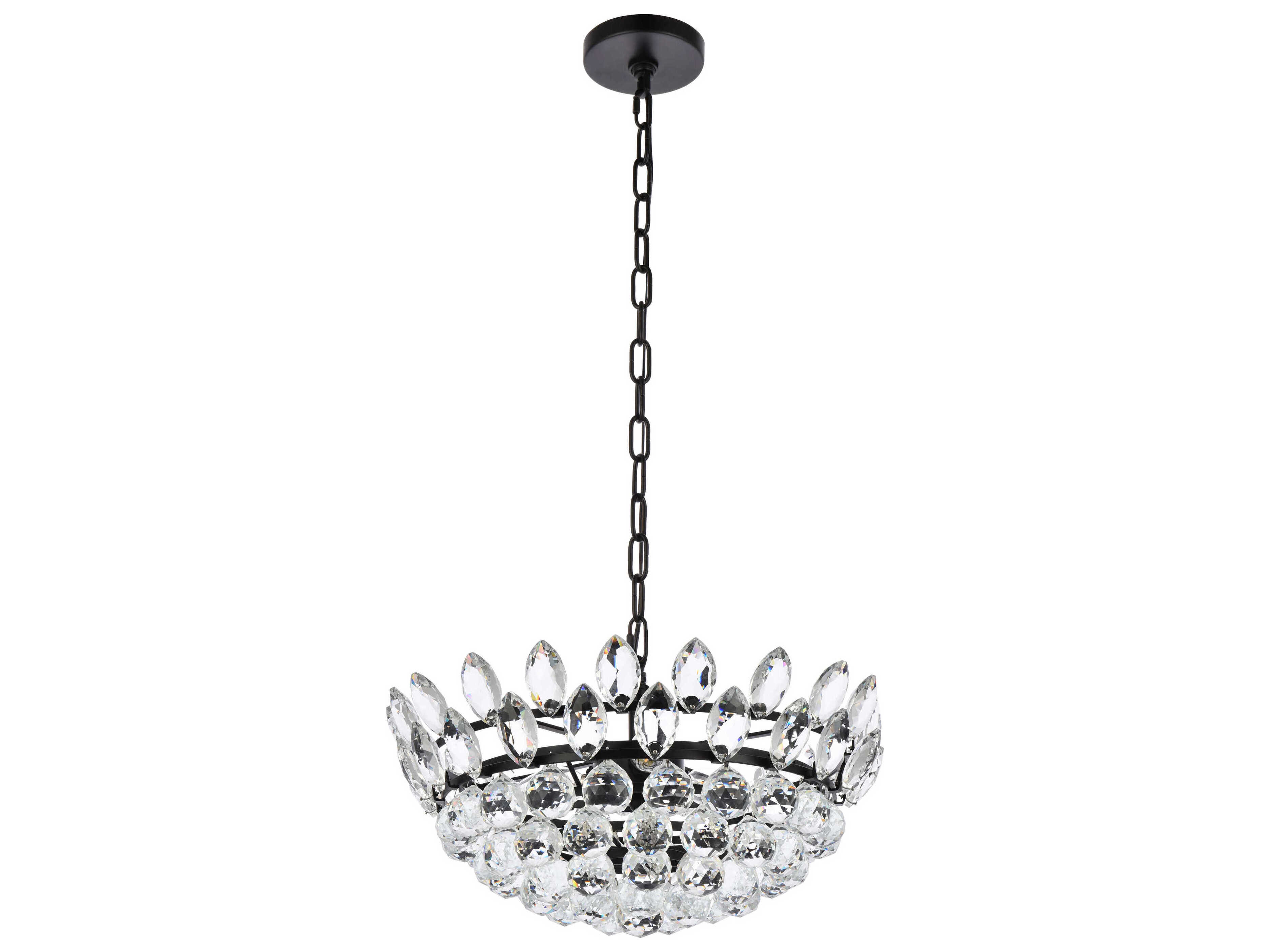 Elegant Lighting Emilia 5-Light Black Crystal Pendant