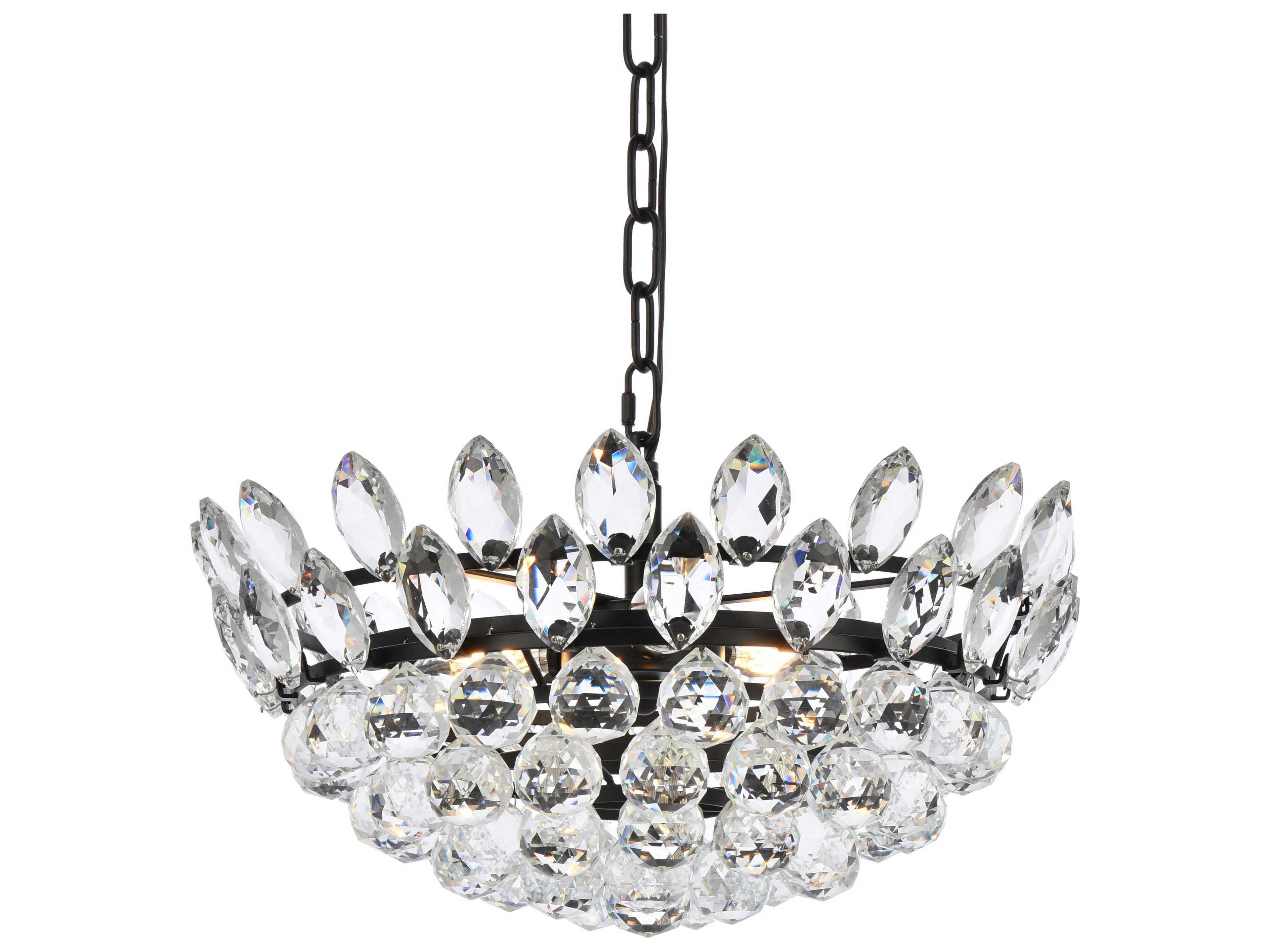 Elegant Lighting Emilia 5-Light Black Crystal Pendant