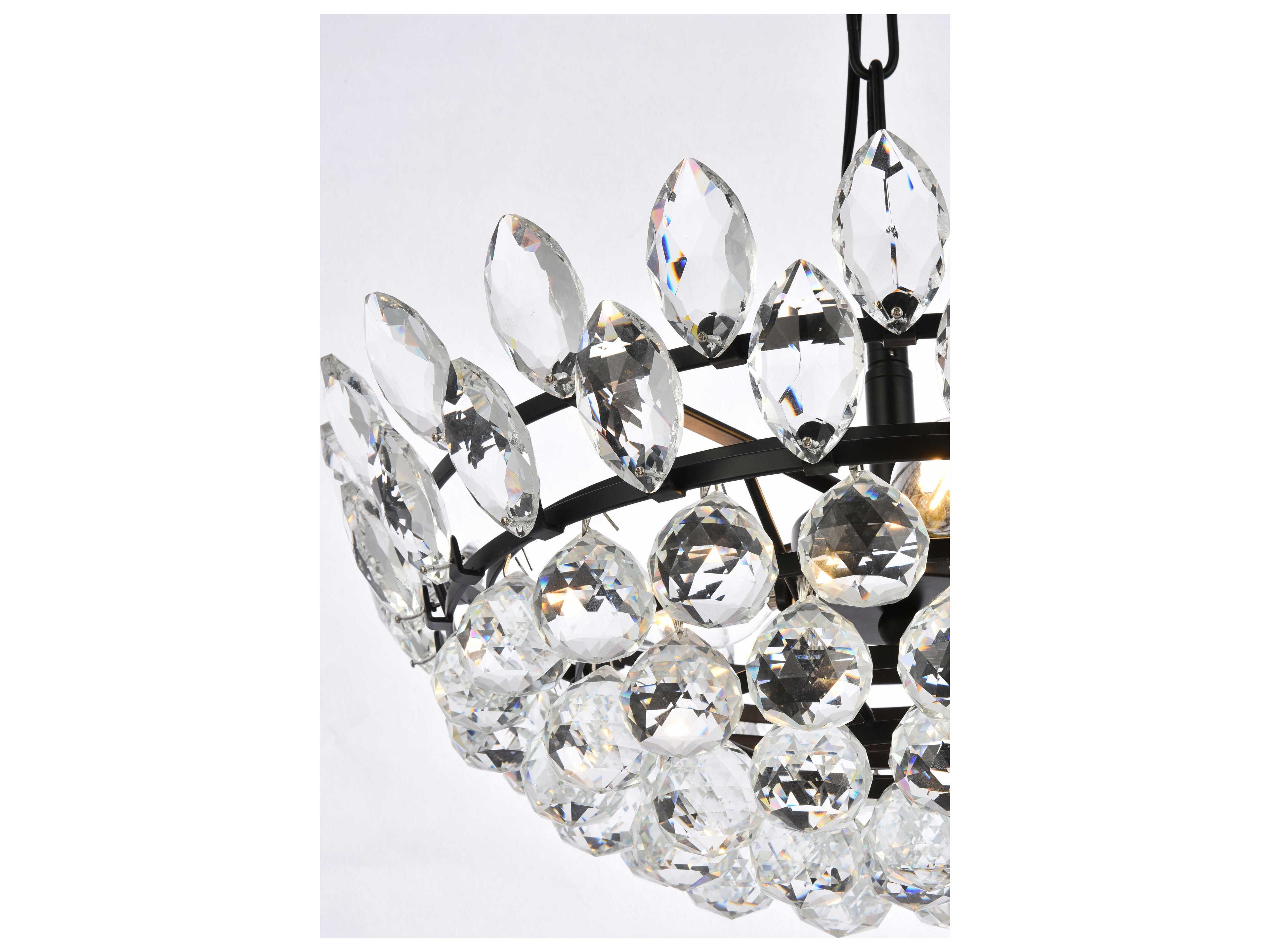 Elegant Lighting Emilia 5-Light Black Crystal Pendant