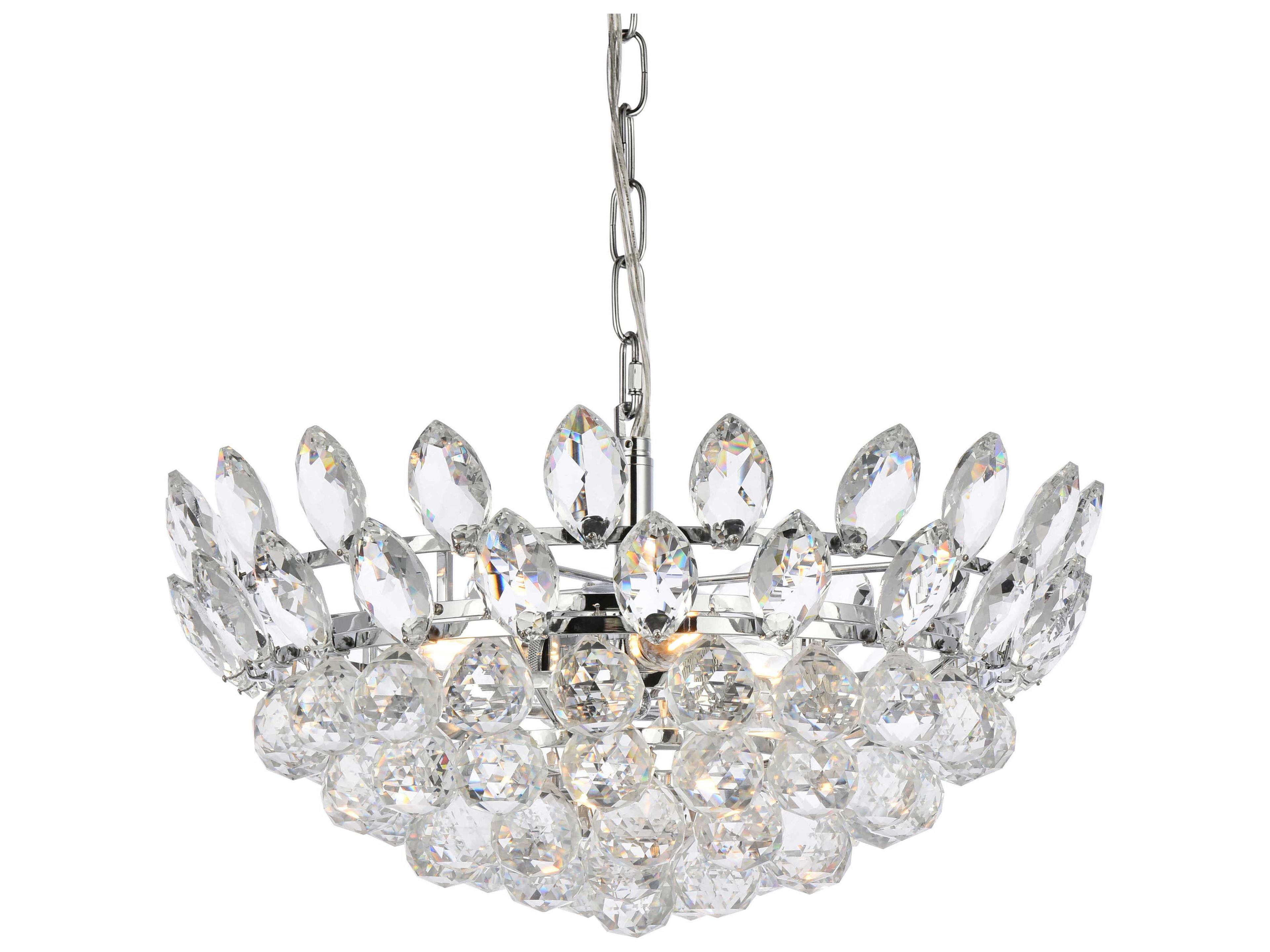 Elegant Lighting Emilia 5-Light Chrome Crystal Pendant
