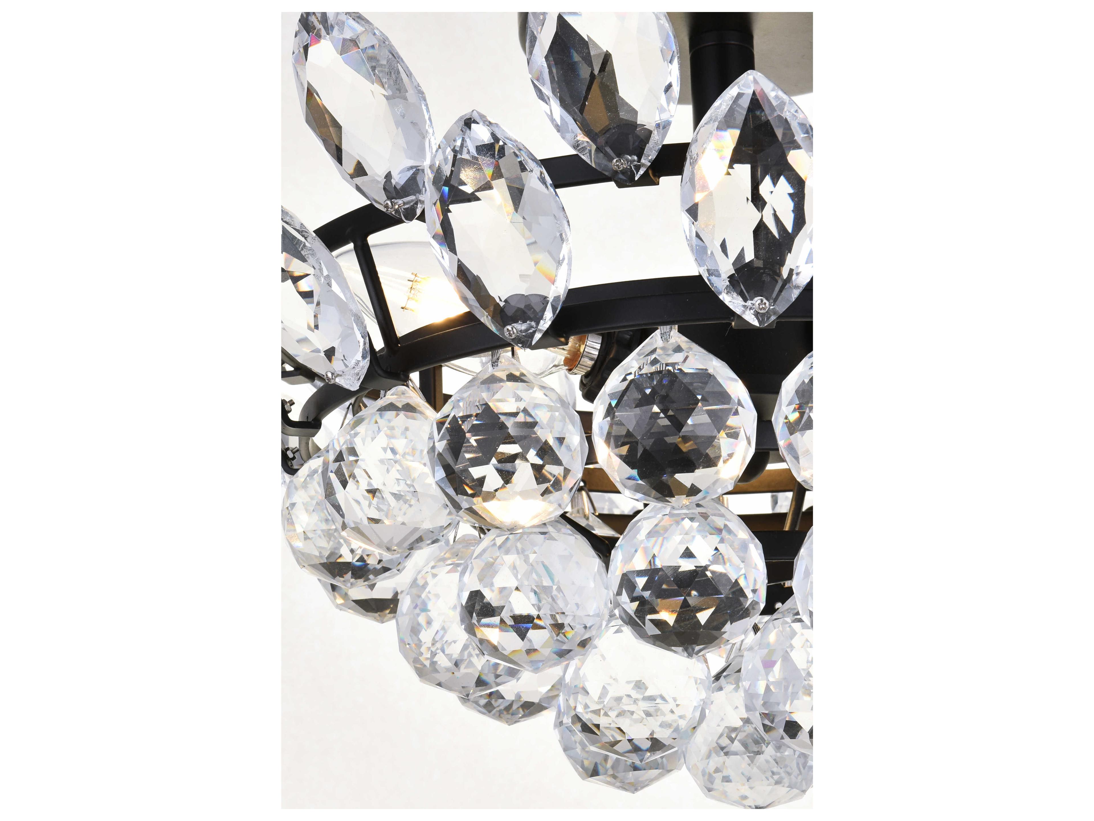 Elegant Lighting Emilia 3-Light Black Crystal Semi Flush Mount