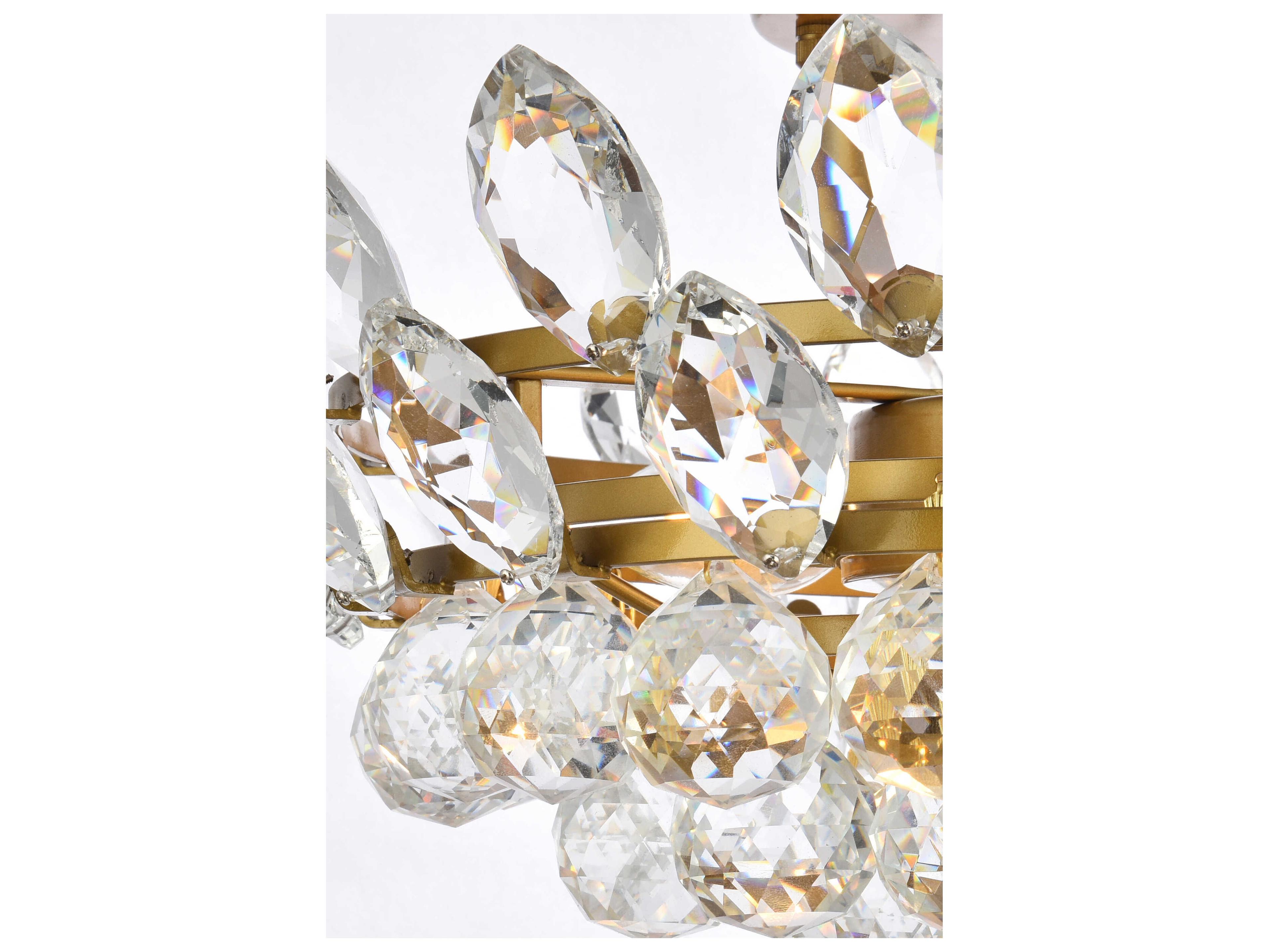 Elegant Lighting Emilia 3-Light Brass Crystal Semi Flush Mount