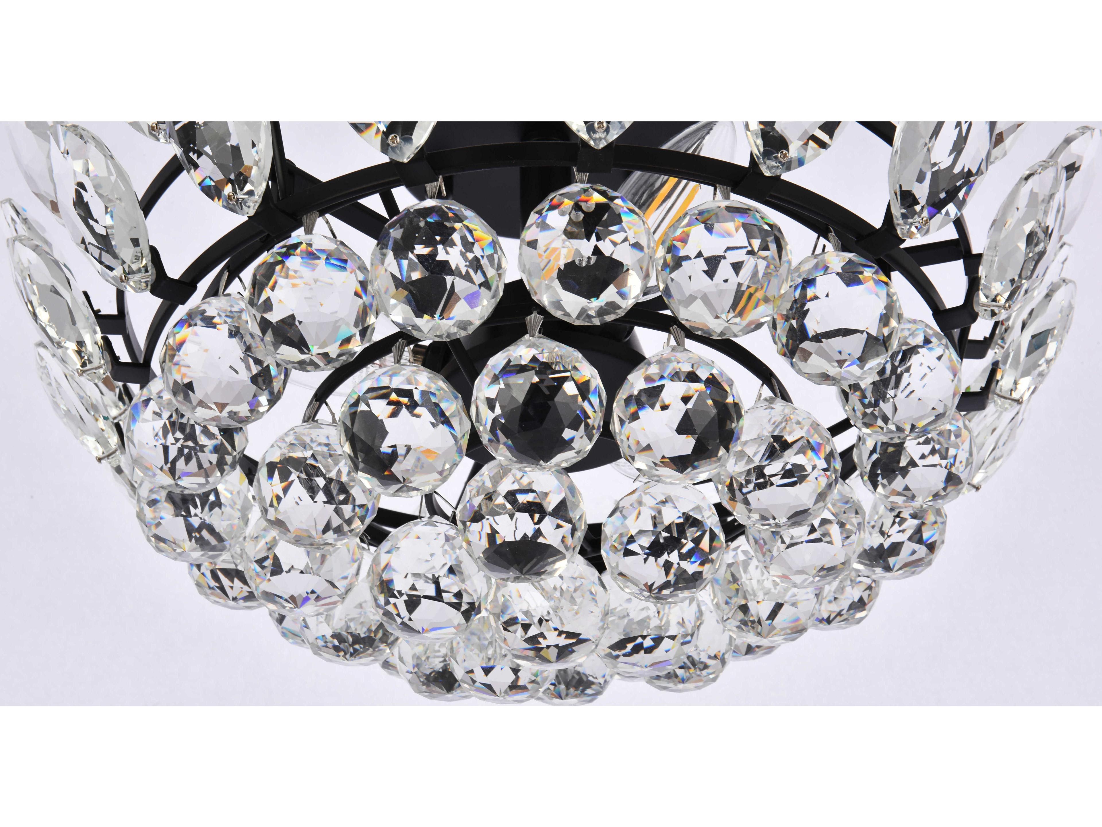 Elegant Lighting Emilia 3-Light Black Crystal Semi Flush Mount