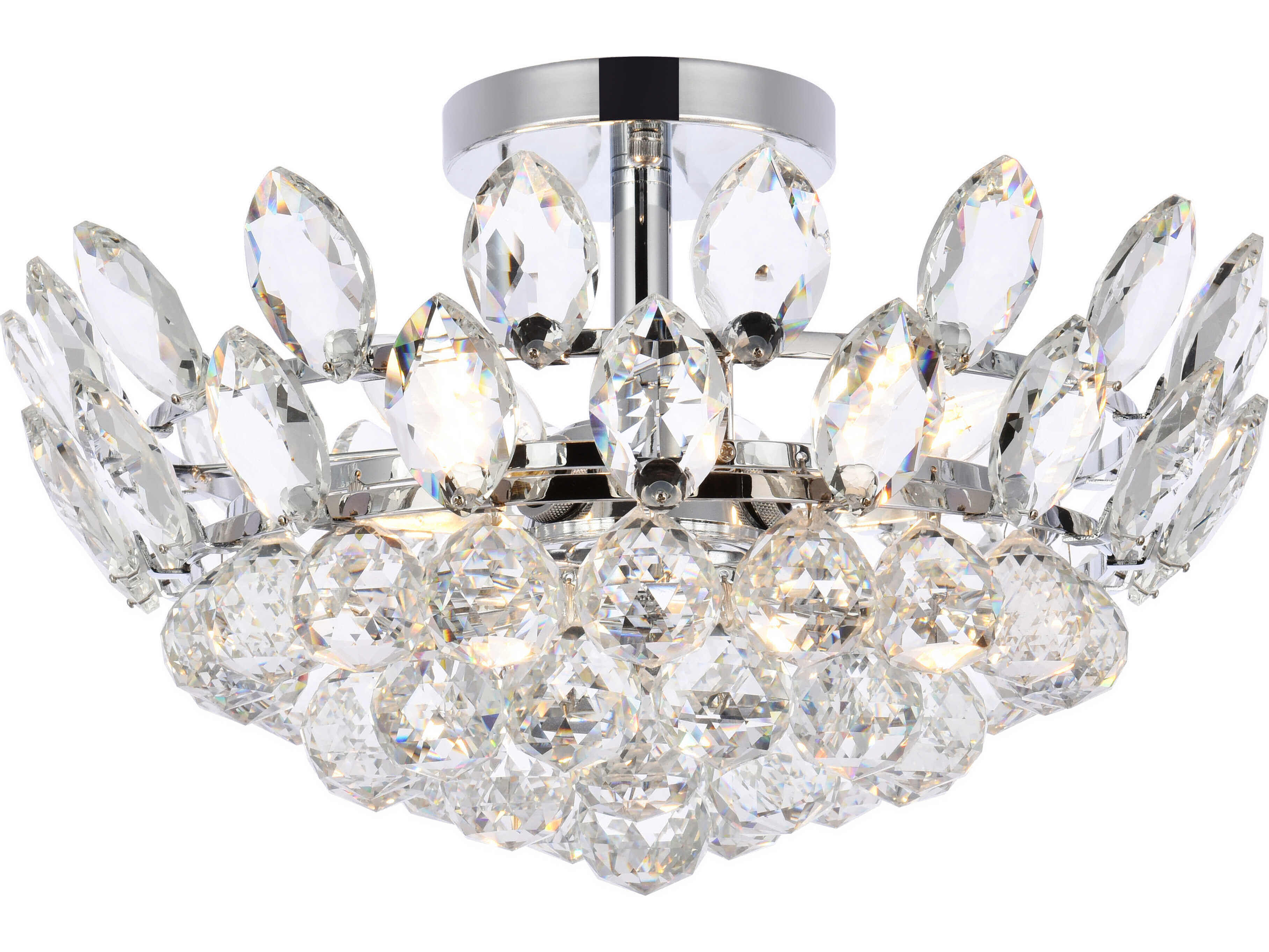 Elegant Lighting Emilia 3-Light Chrome Crystal Semi Flush Mount