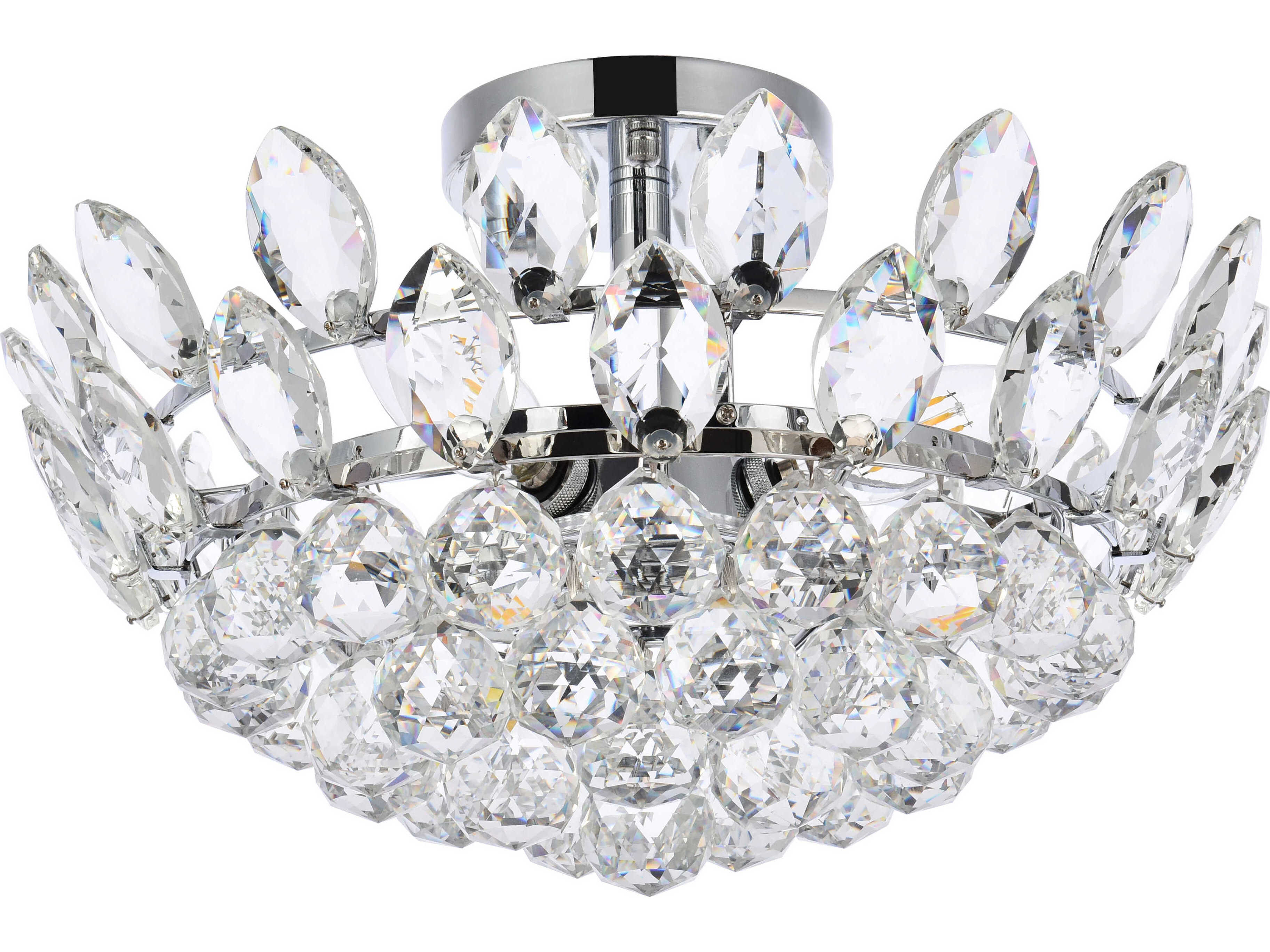 Elegant Lighting Emilia 3-Light Chrome Crystal Semi Flush Mount