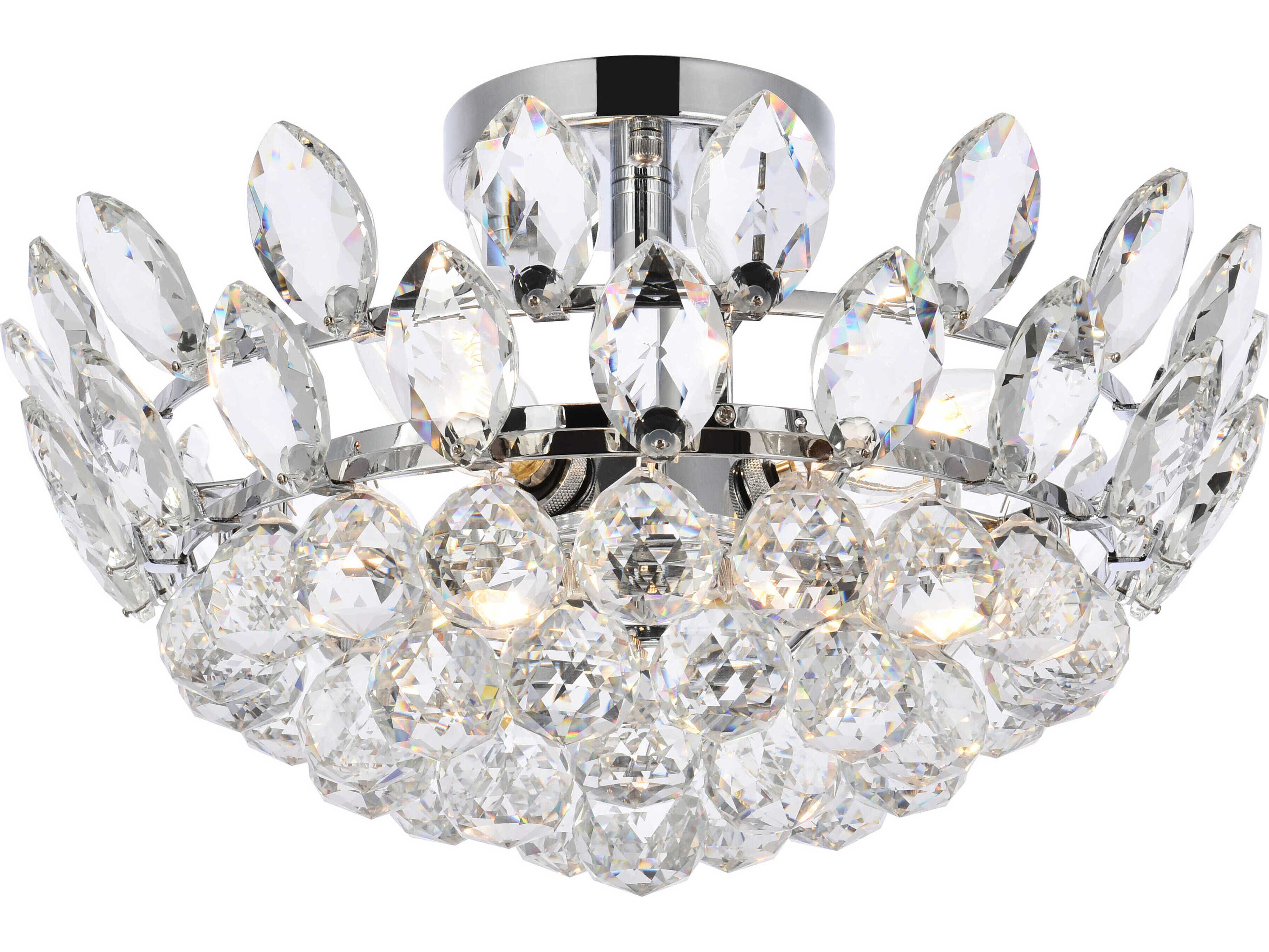 Elegant Lighting Emilia 3-Light Chrome Crystal Semi Flush Mount