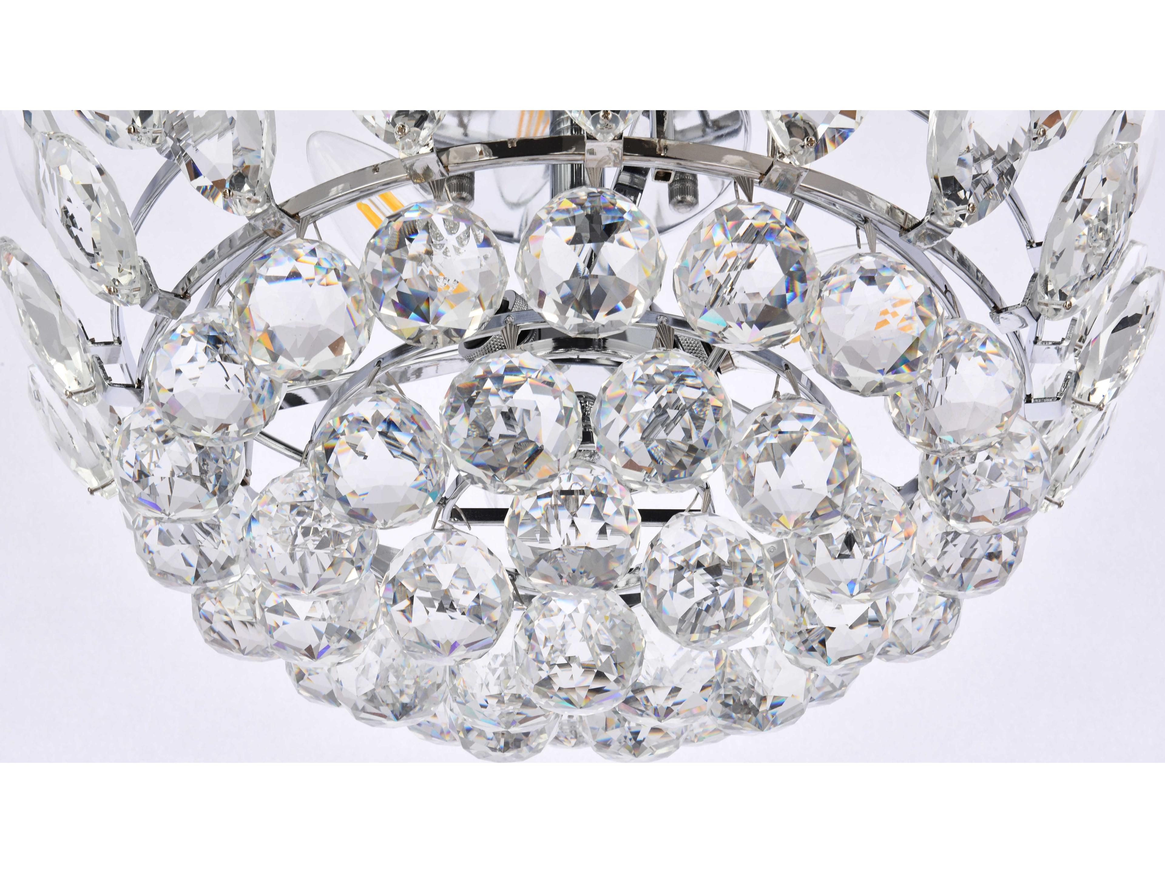 Elegant Lighting Emilia 3-Light Chrome Crystal Semi Flush Mount