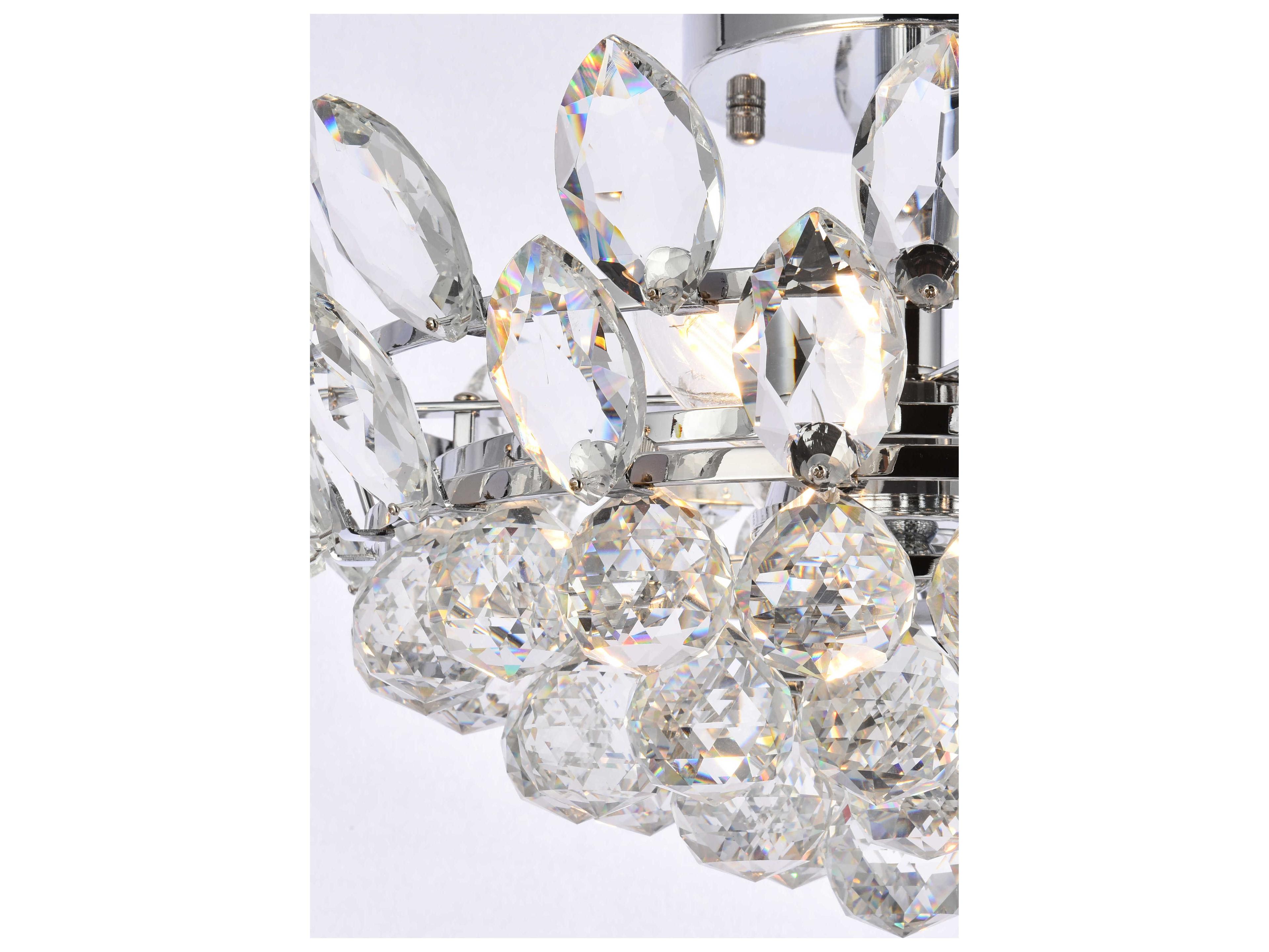 Elegant Lighting Emilia 3-Light Chrome Crystal Semi Flush Mount