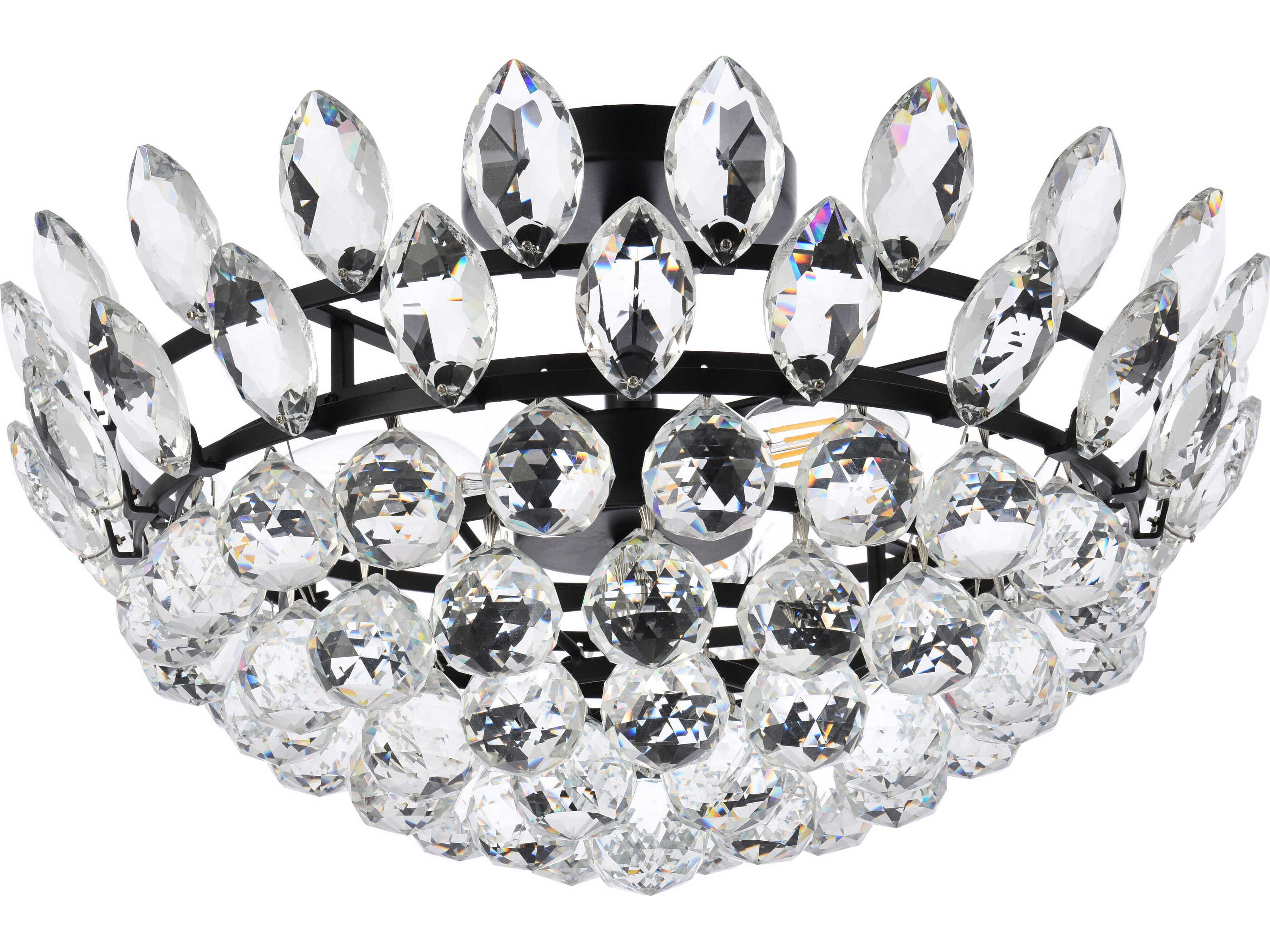 Elegant Lighting Emilia 5-Light Black Crystal Semi Flush Mount