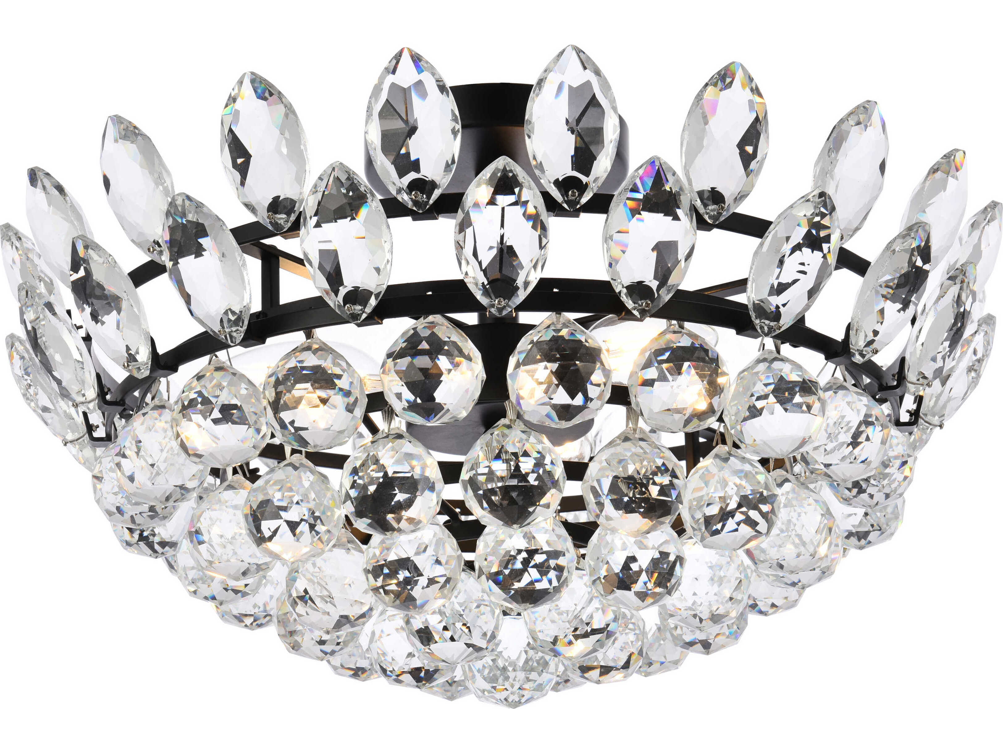 Elegant Lighting Emilia 5-Light Black Crystal Semi Flush Mount