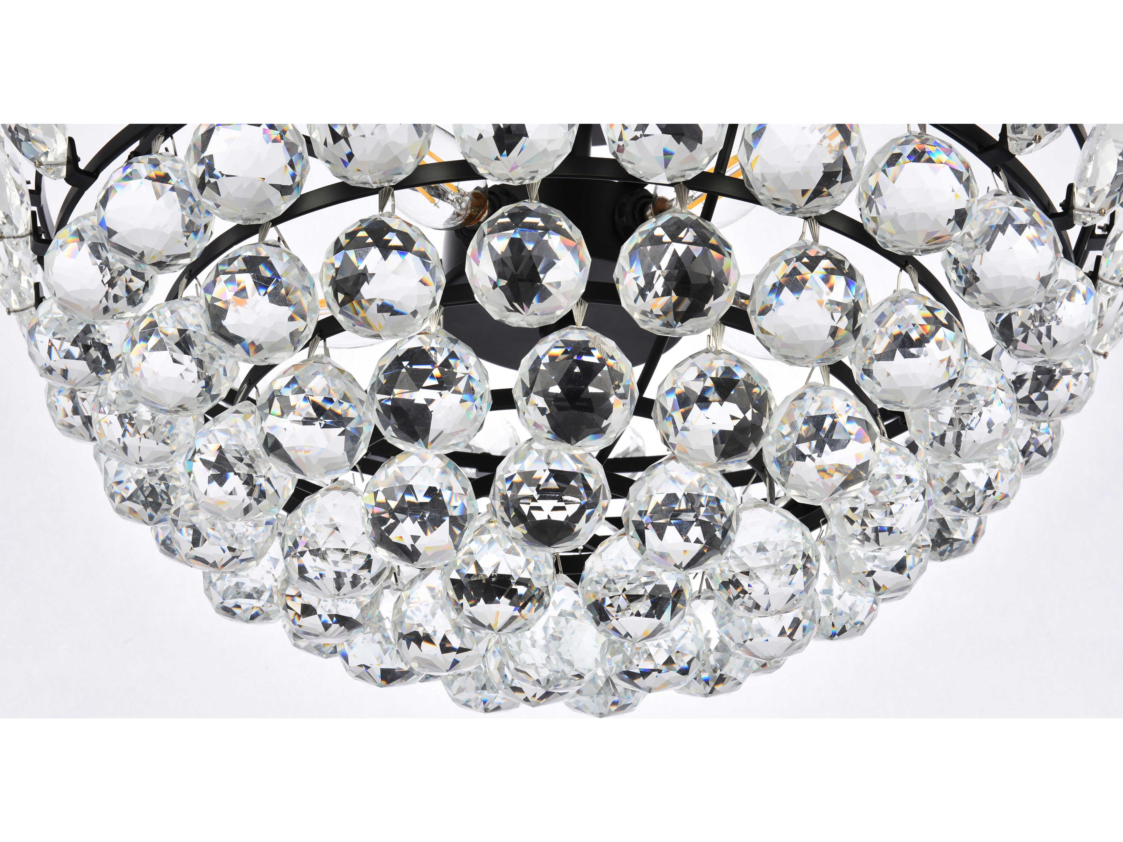 Elegant Lighting Emilia 5-Light Black Crystal Semi Flush Mount