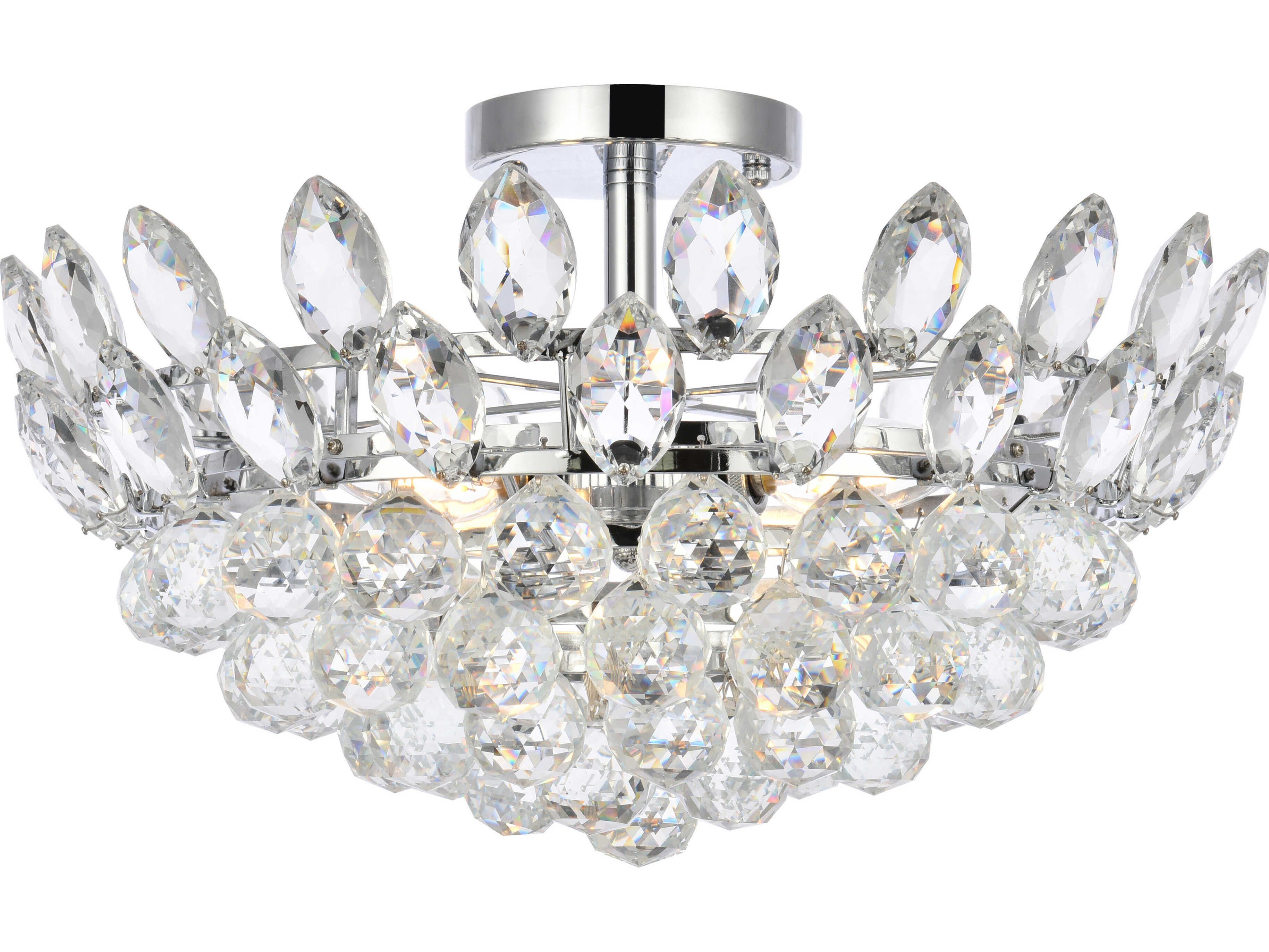 Elegant Lighting Emilia 5-Light Chrome Crystal Semi Flush Mount