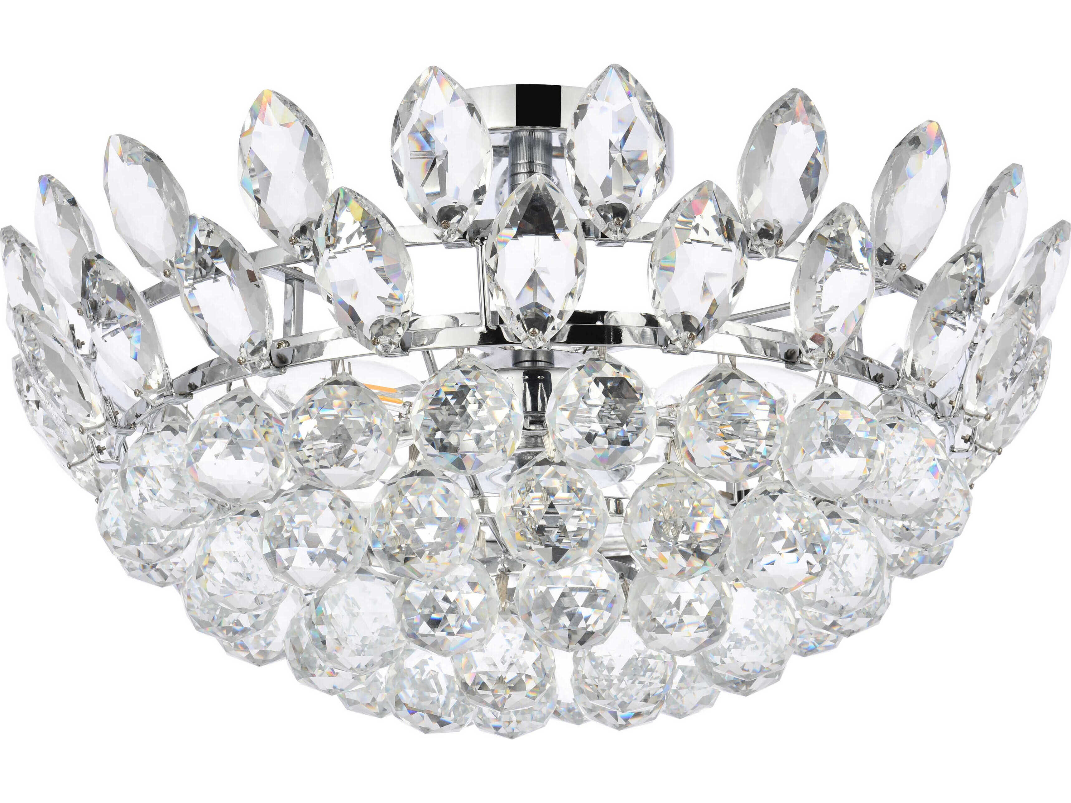 Elegant Lighting Emilia 5-Light Chrome Crystal Semi Flush Mount