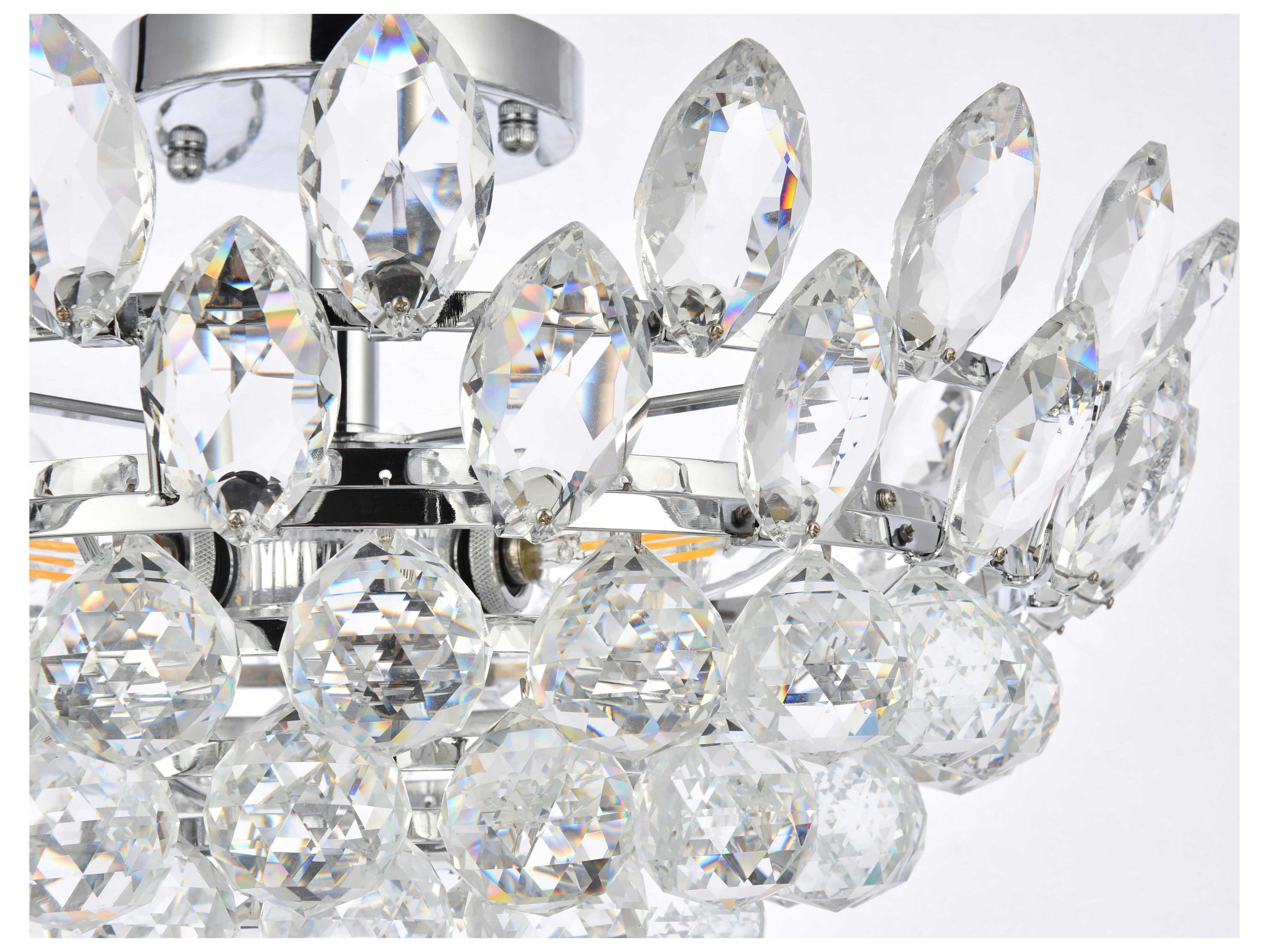 Elegant Lighting Emilia 5-Light Chrome Crystal Semi Flush Mount