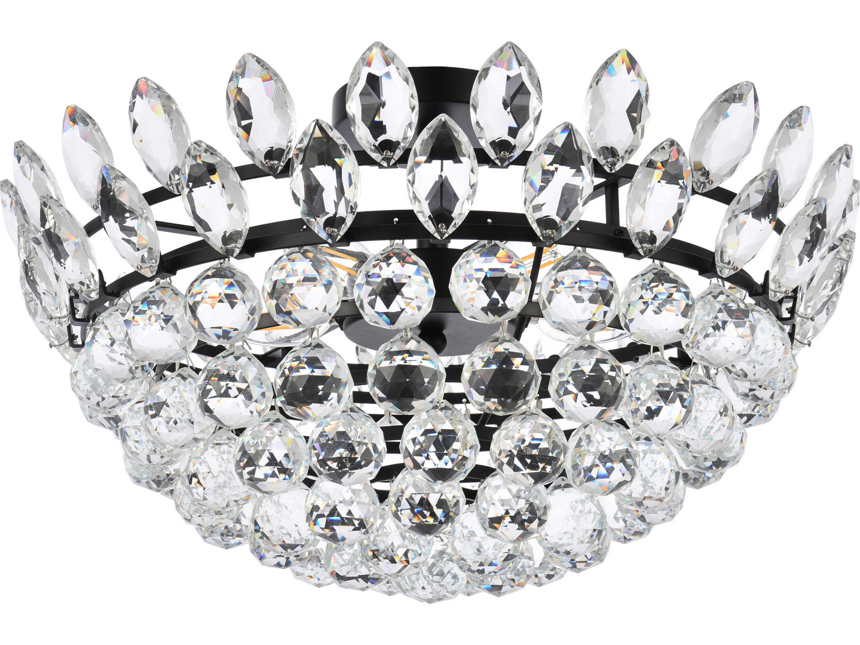 Elegant Lighting Emilia 5-Light Black Crystal Semi Flush Mount