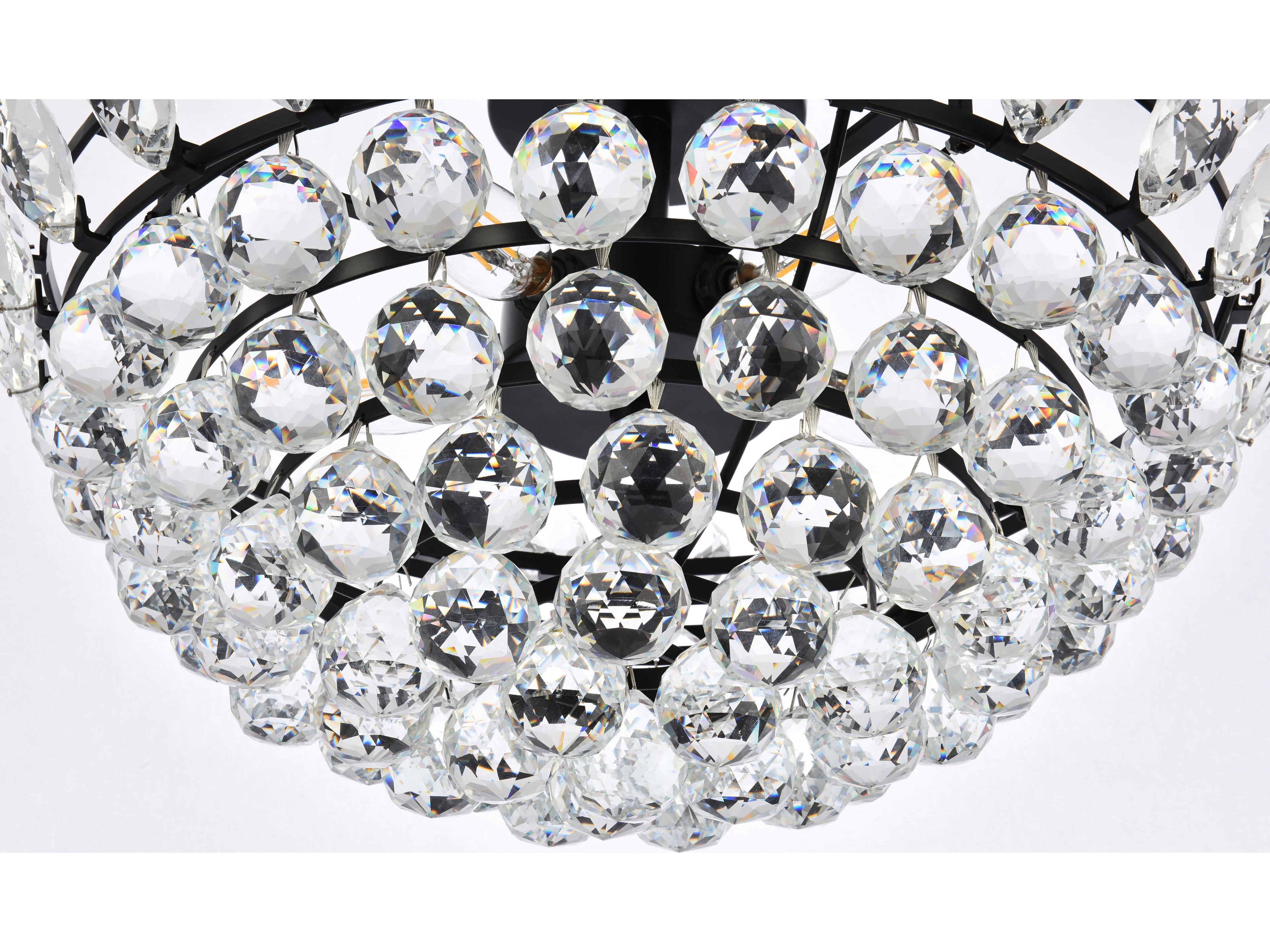 Elegant Lighting Emilia 5-Light Black Crystal Semi Flush Mount