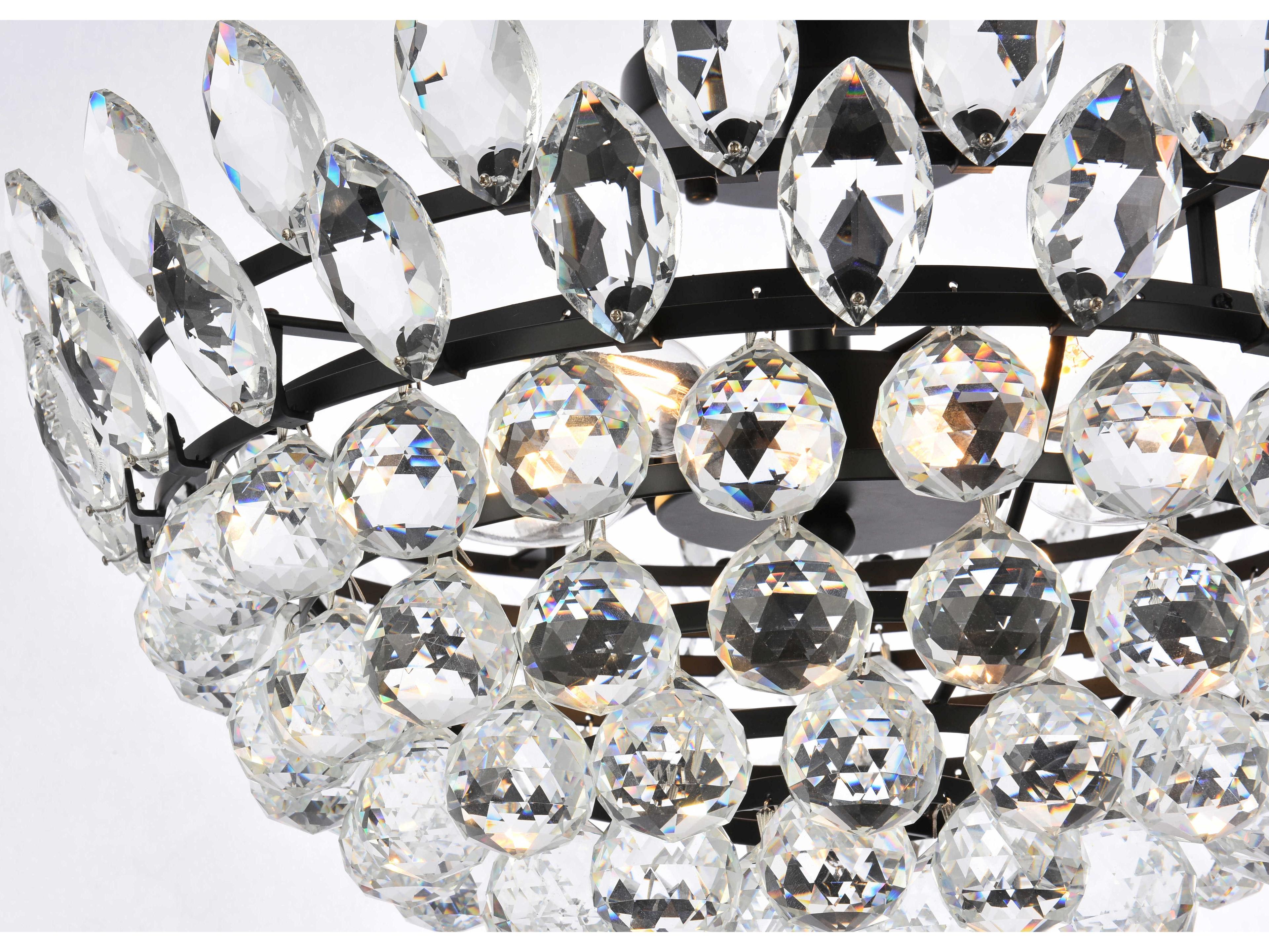 Elegant Lighting Emilia 5-Light Black Crystal Semi Flush Mount