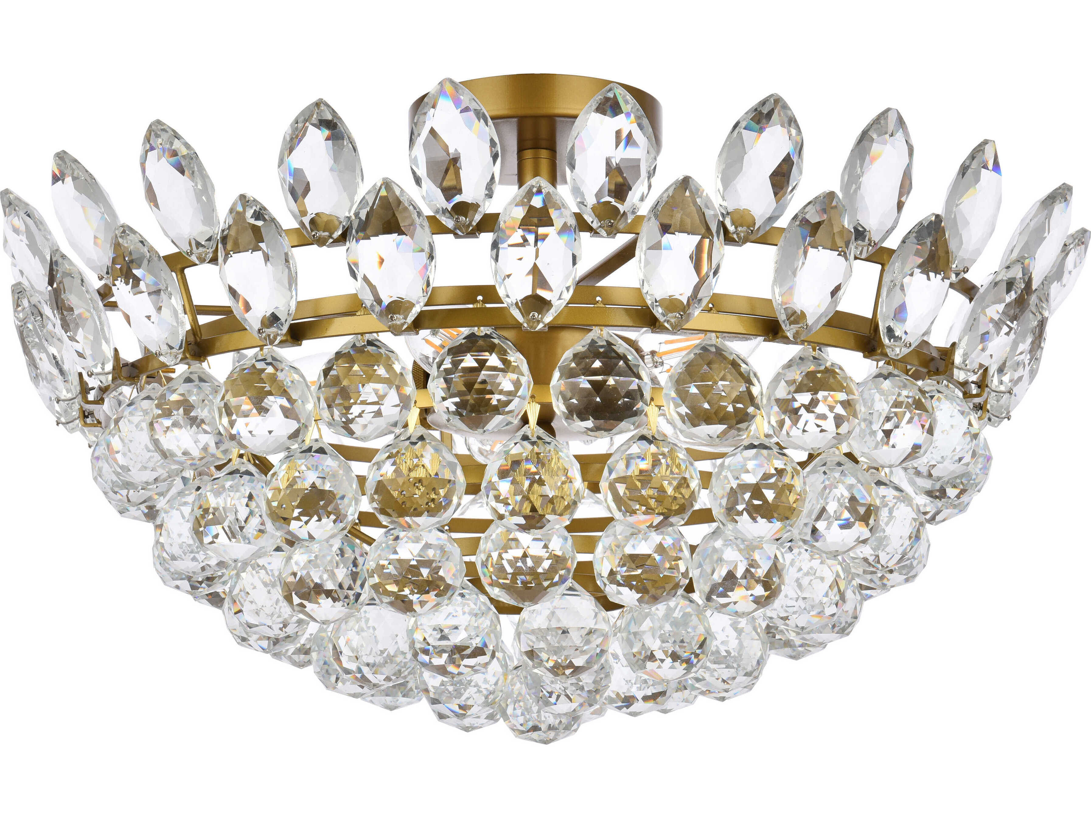 Elegant Lighting Emilia 5-Light Brass Crystal Semi Flush Mount