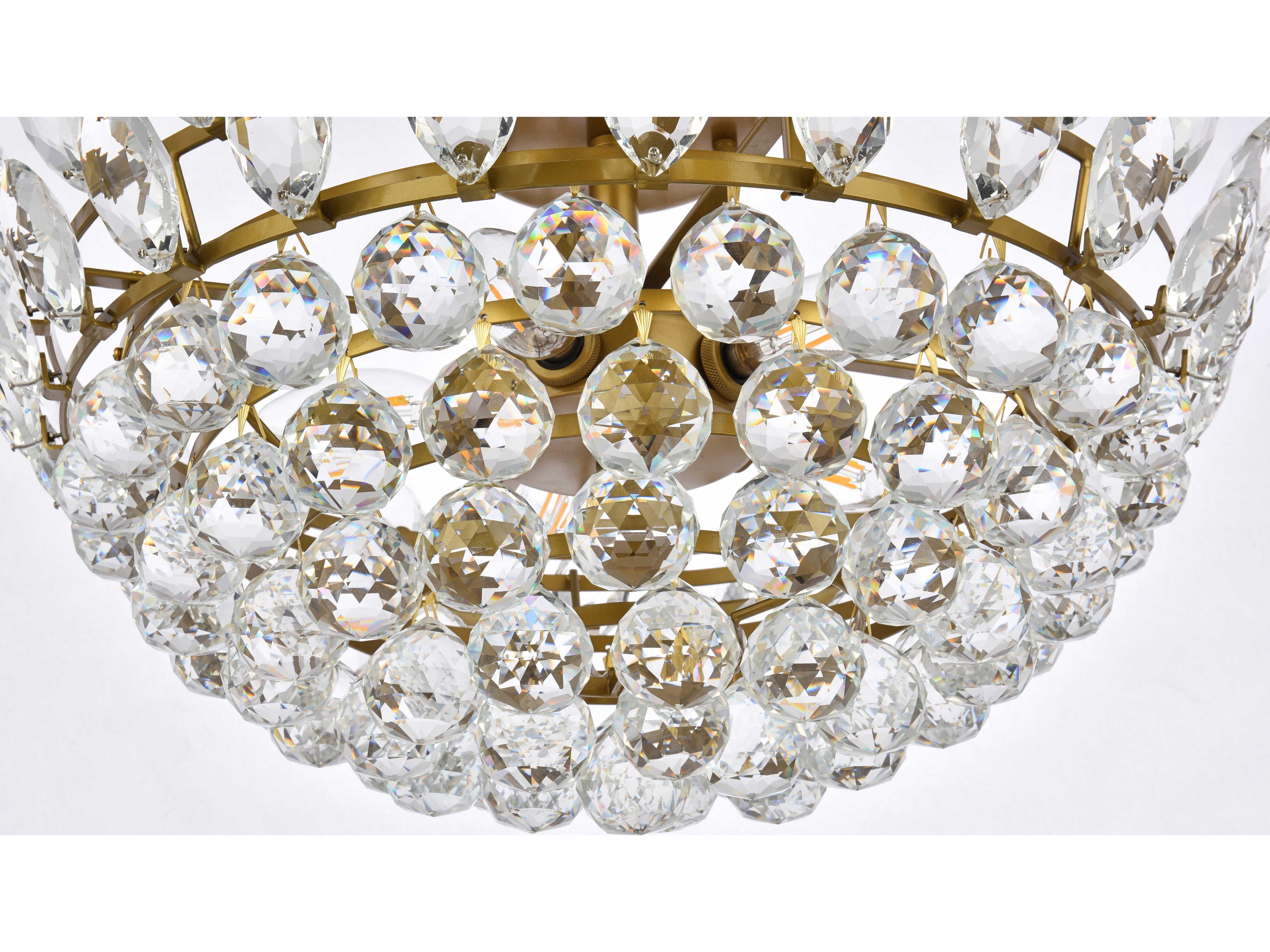 Elegant Lighting Emilia 5-Light Brass Crystal Semi Flush Mount