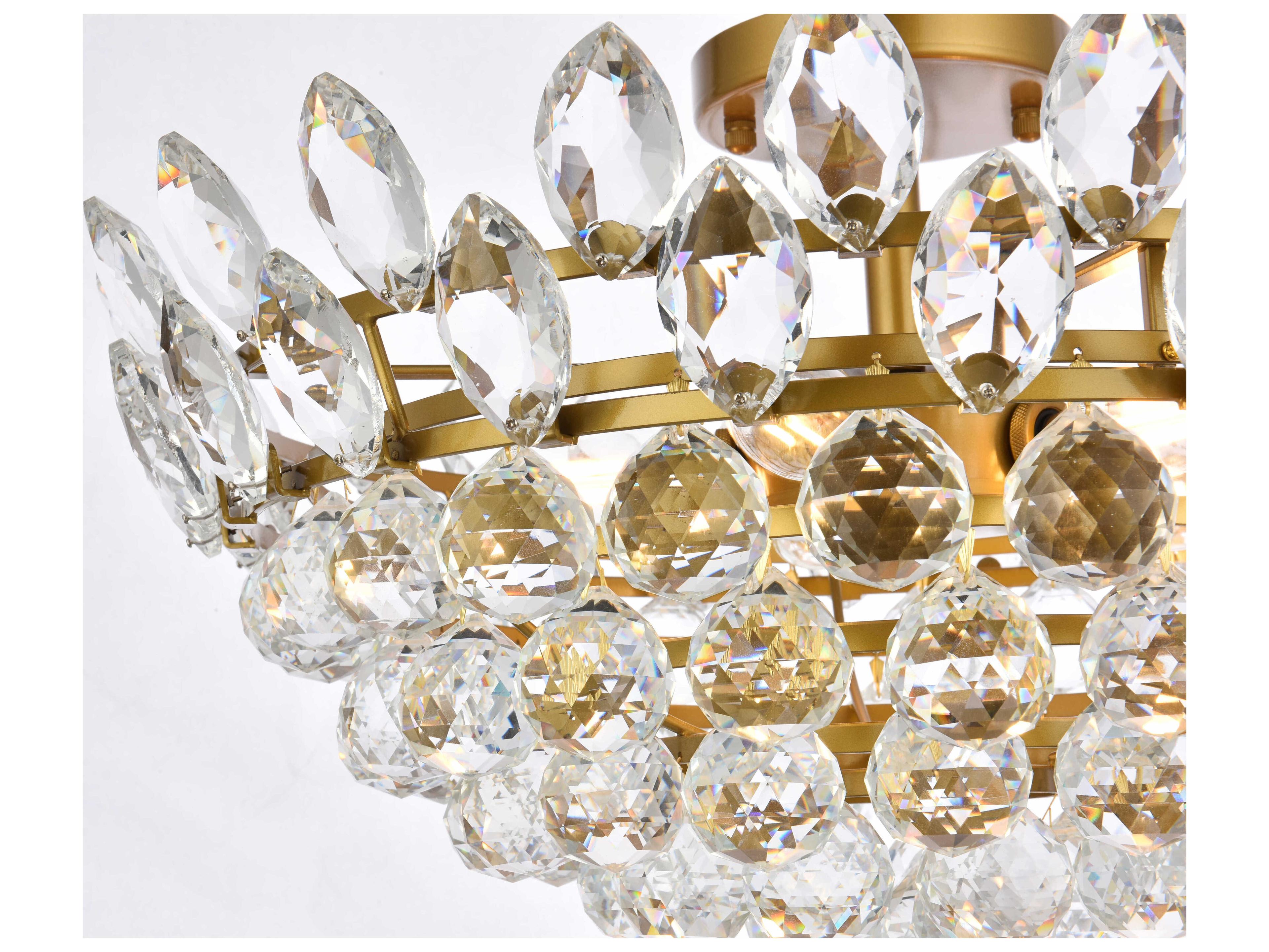 Elegant Lighting Emilia 5-Light Brass Crystal Semi Flush Mount