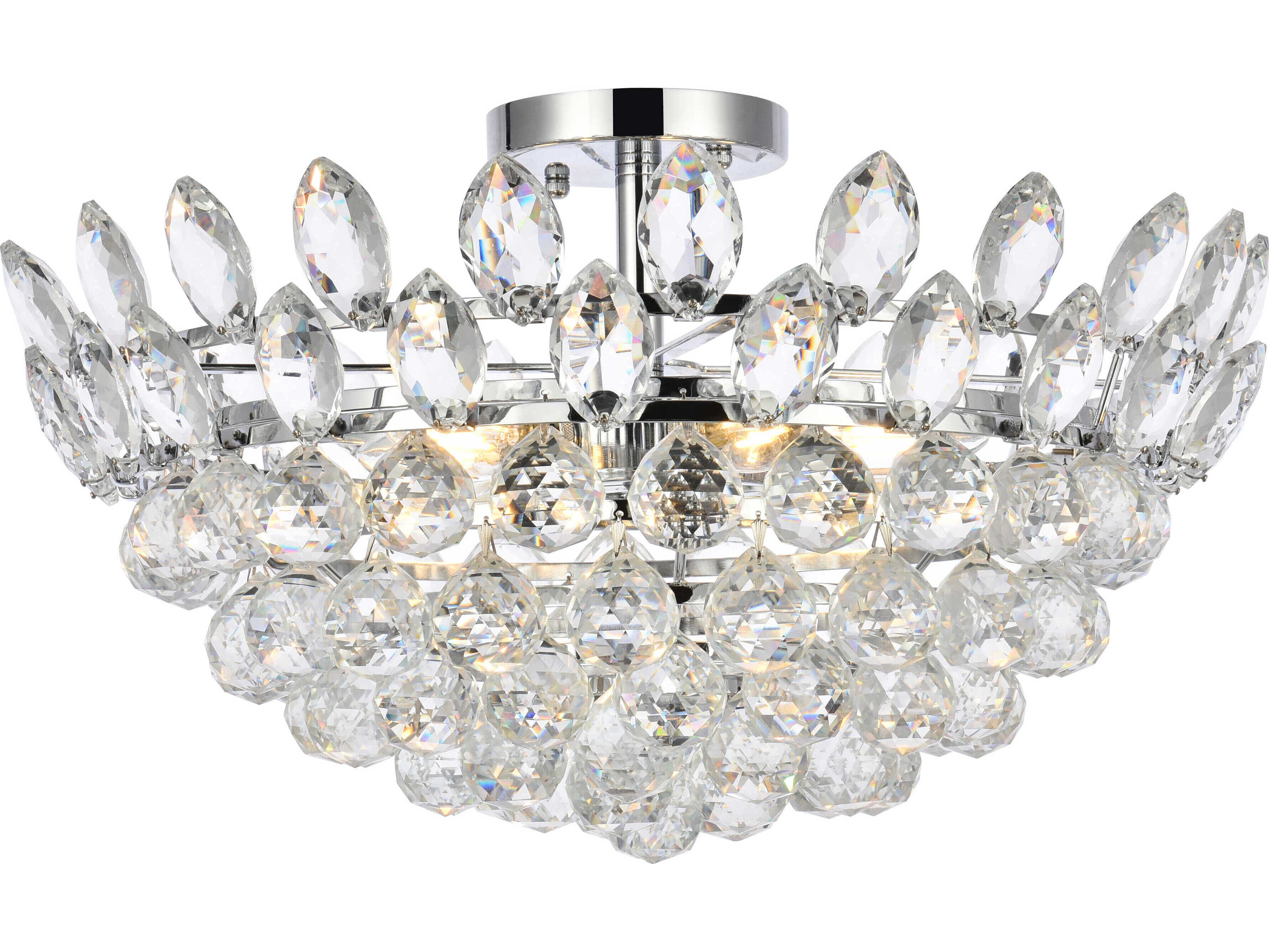 Elegant Lighting Emilia 5-Light Chrome Crystal Semi Flush Mount