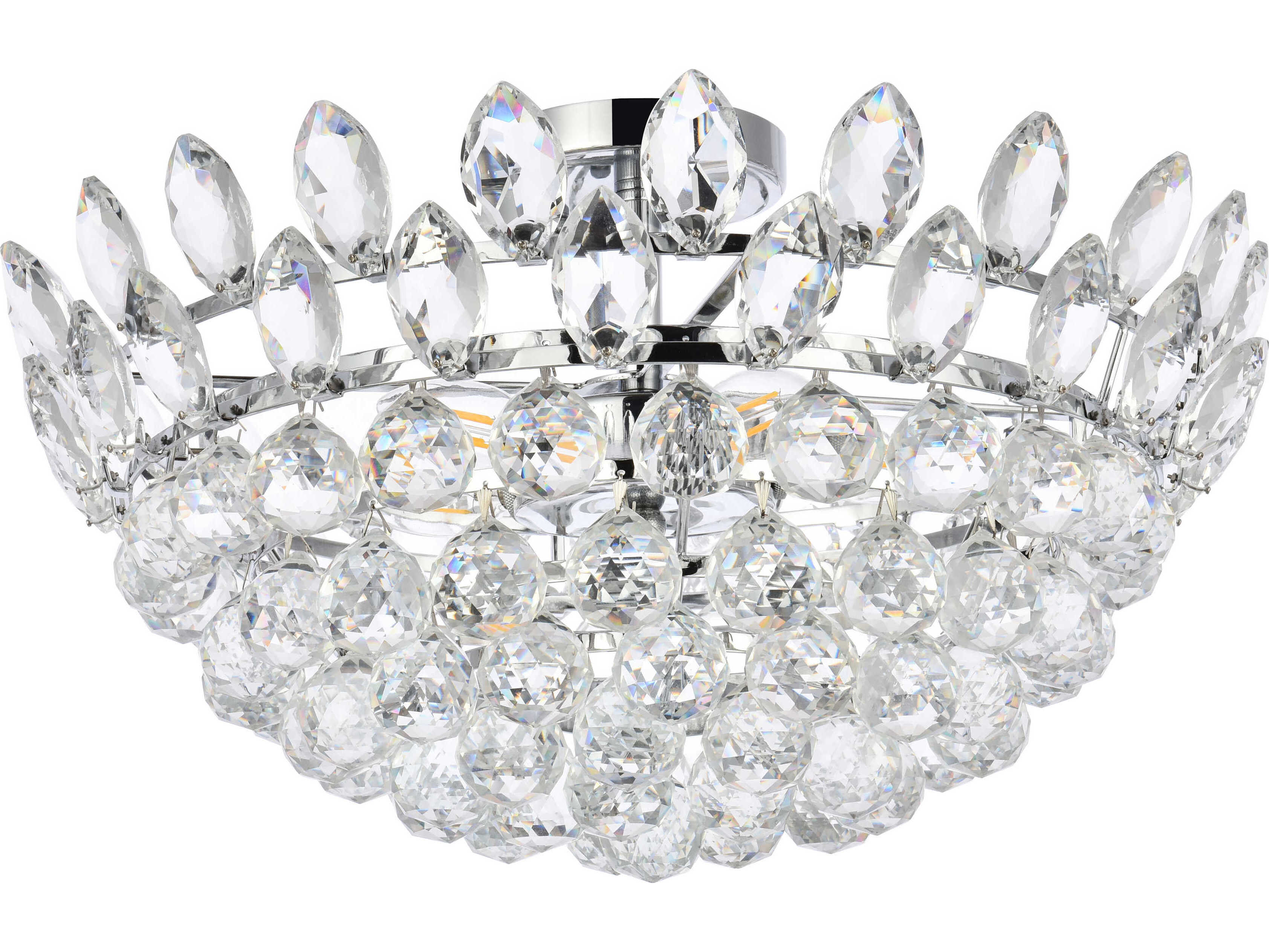 Elegant Lighting Emilia 5-Light Chrome Crystal Semi Flush Mount