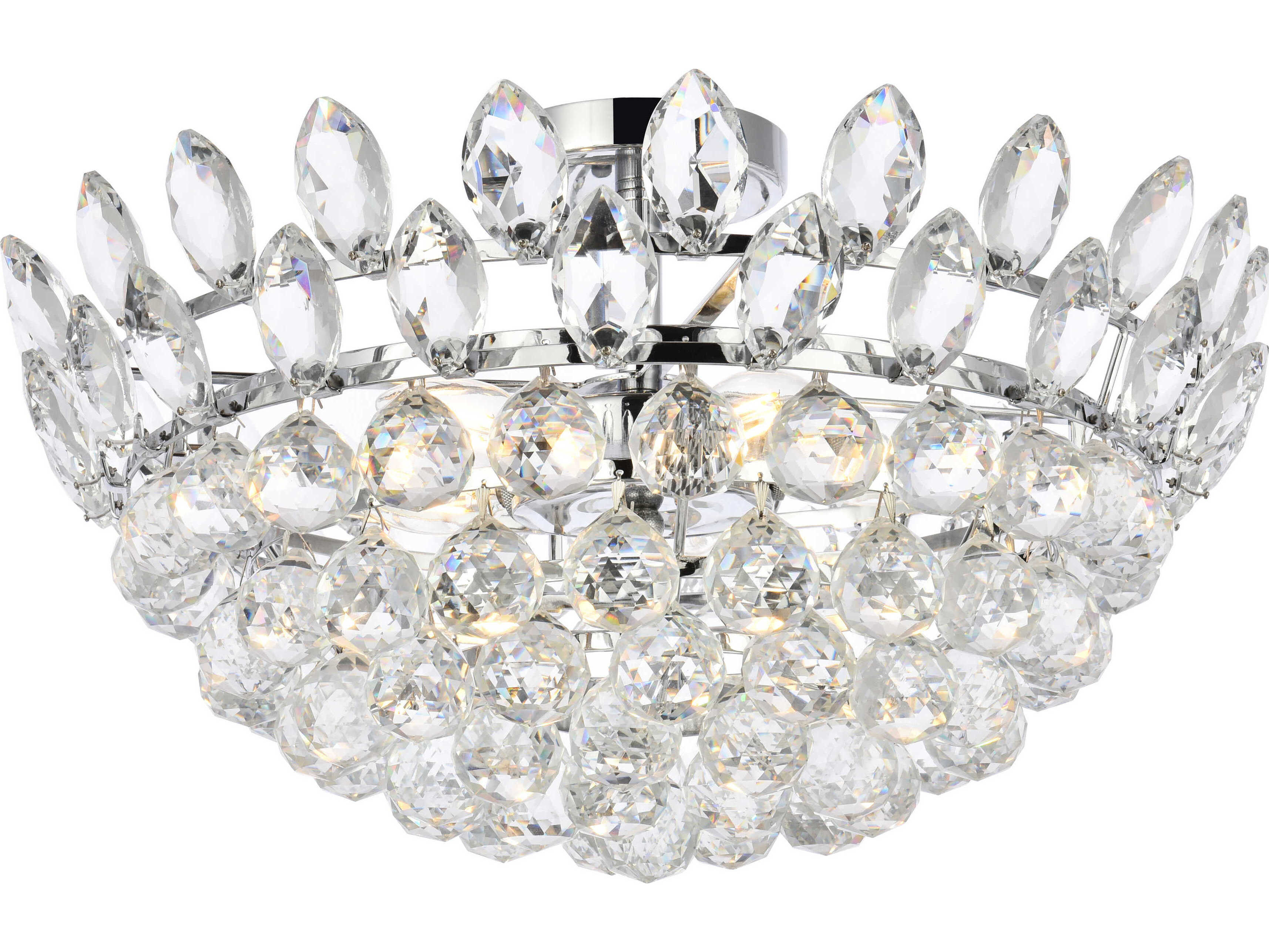 Elegant Lighting Emilia 5-Light Chrome Crystal Semi Flush Mount