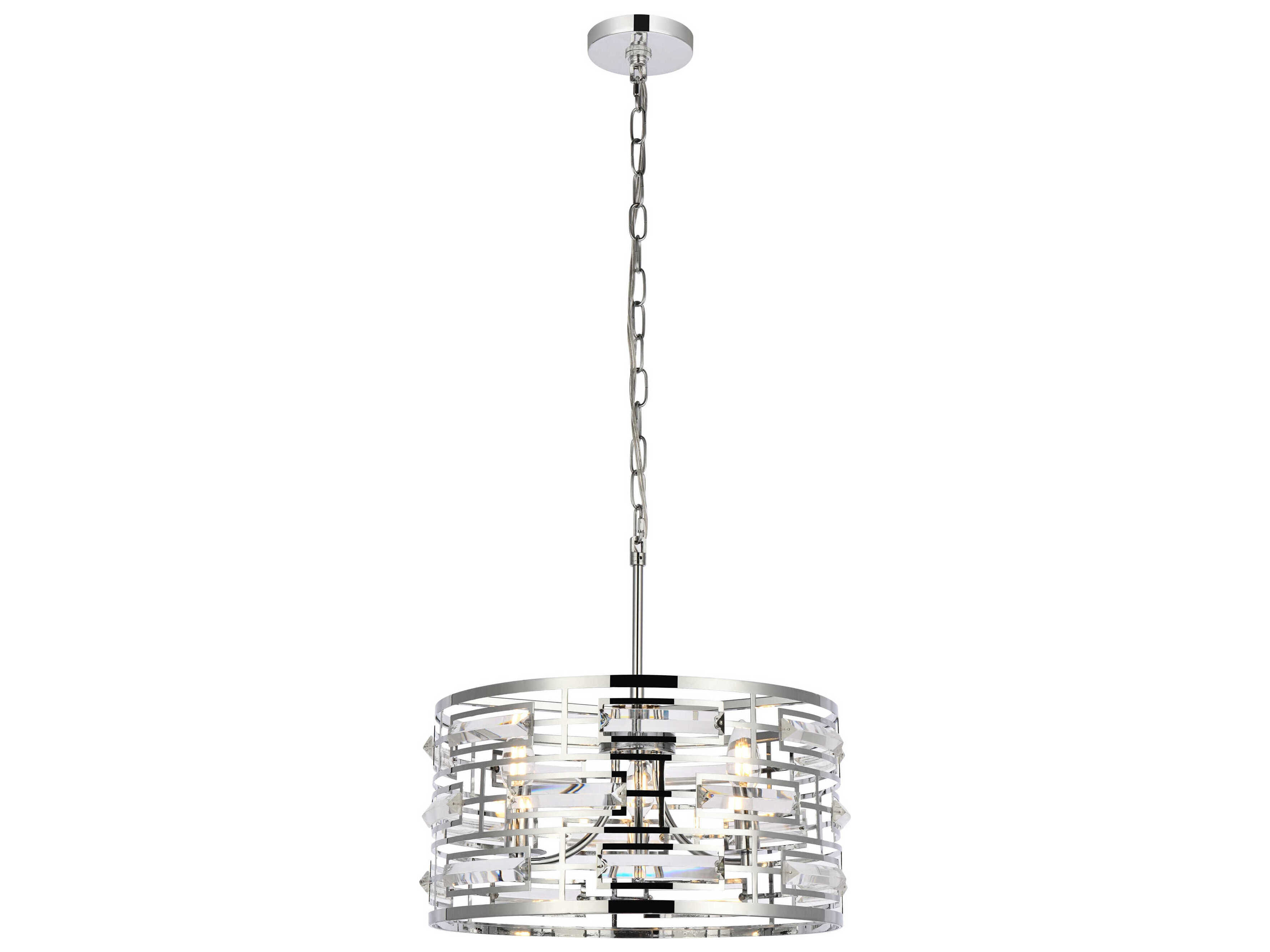 Elegant Lighting Kennedy 3-Light Chrome Crystal Drum Chandelier
