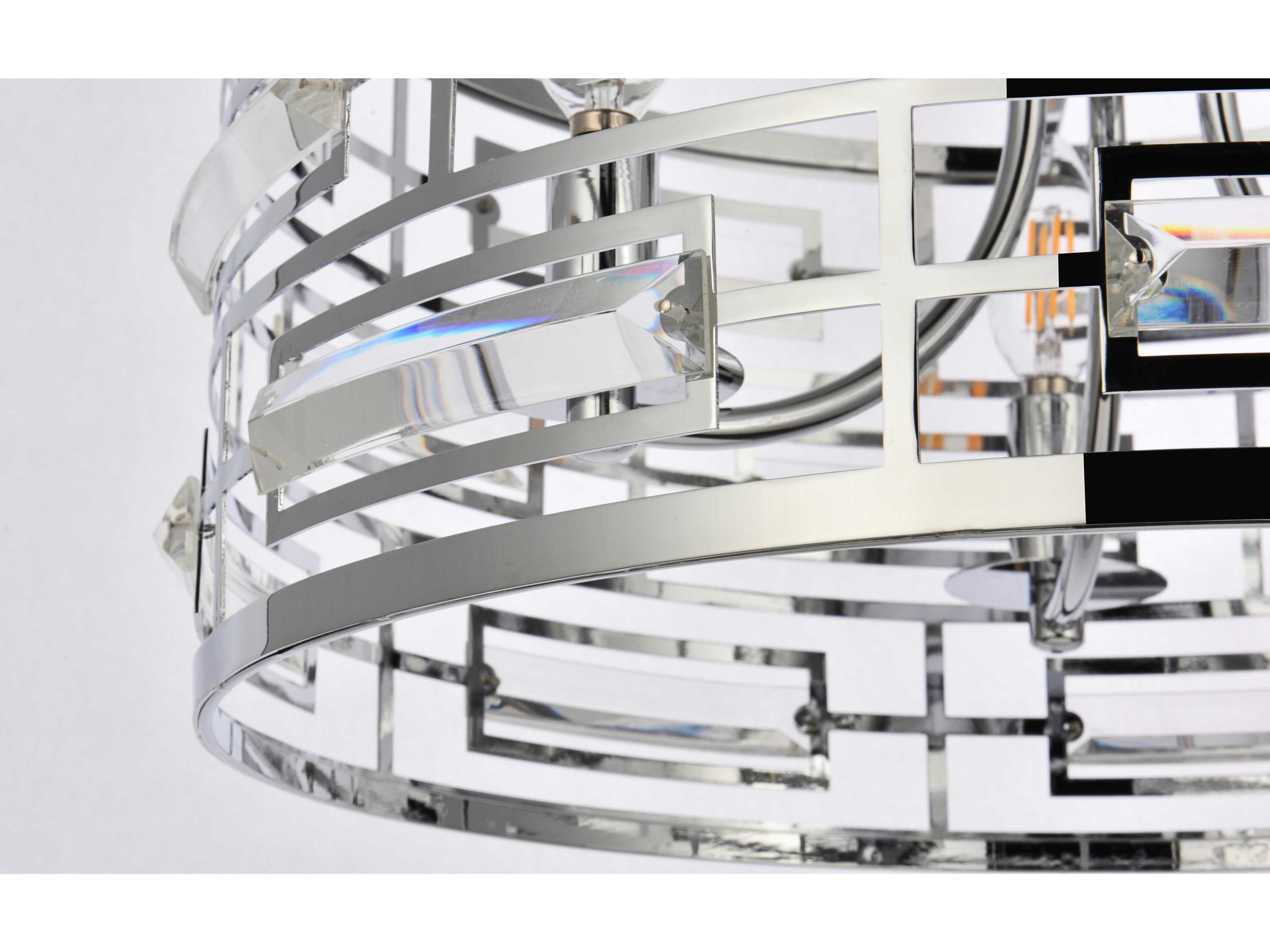 Elegant Lighting Kennedy 3-Light Chrome Crystal Drum Chandelier