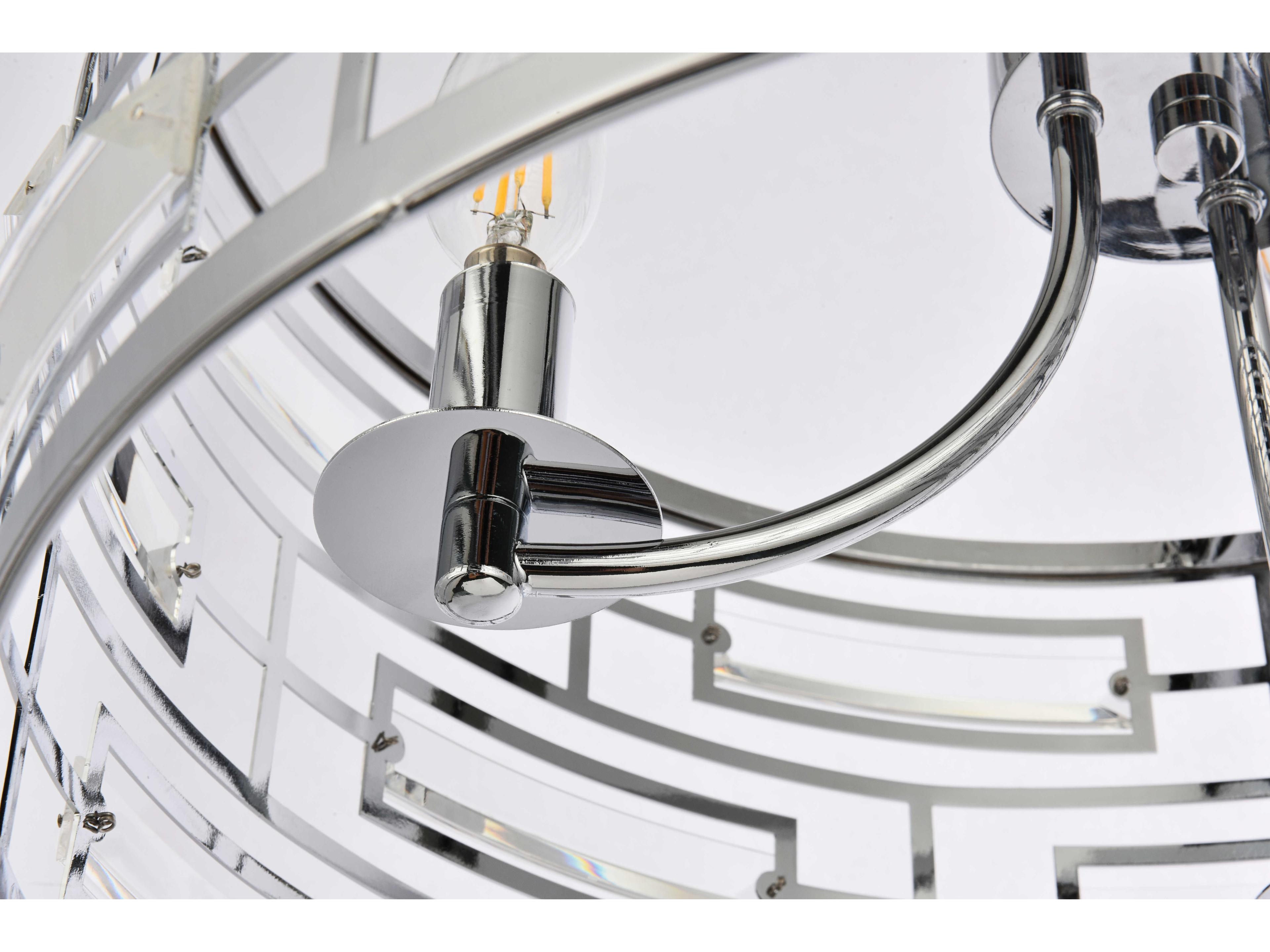 Elegant Lighting Kennedy 3-Light Chrome Crystal Drum Chandelier