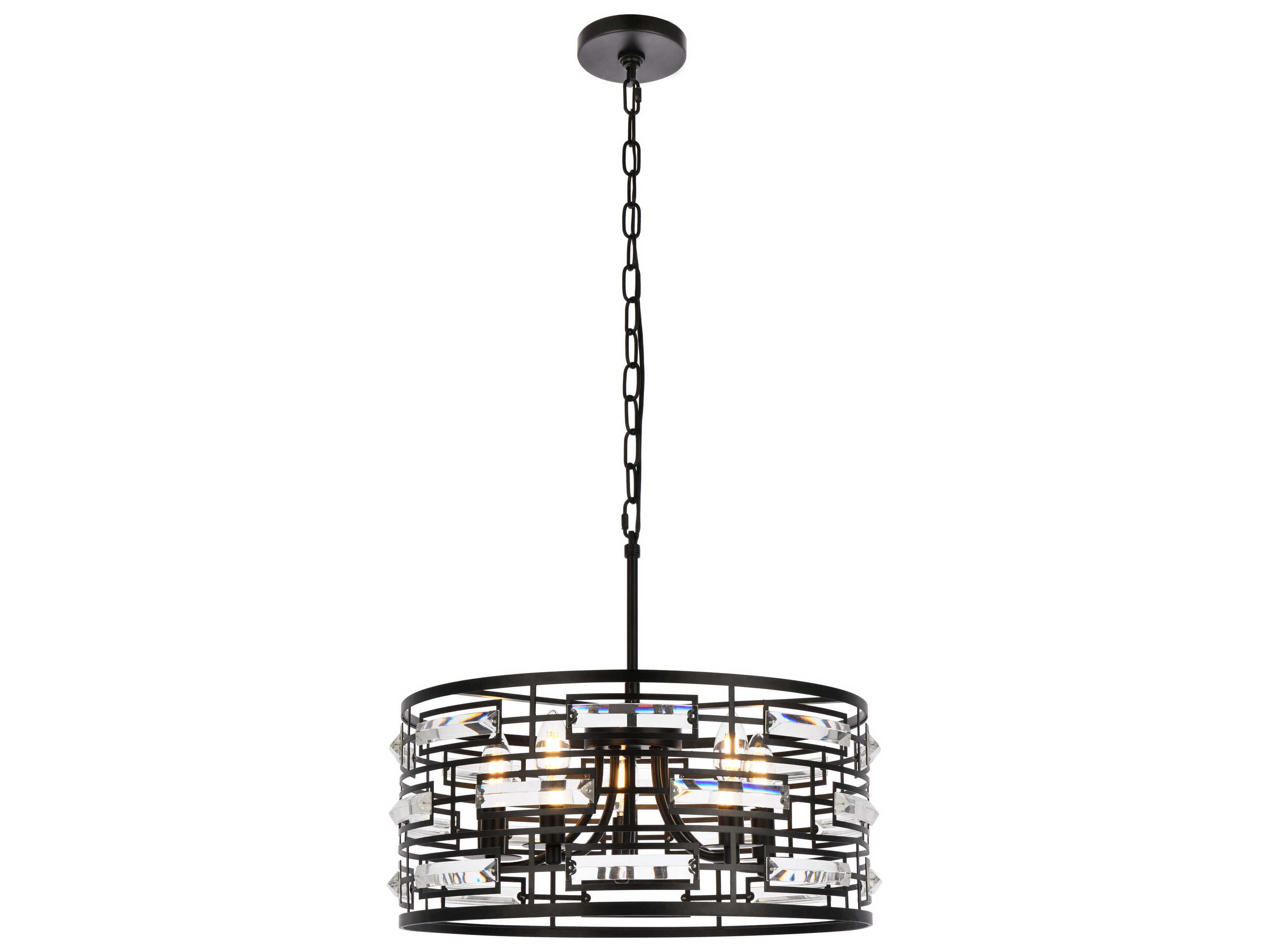 Elegant Lighting Kennedy 5-Light Black Crystal Drum Chandelier