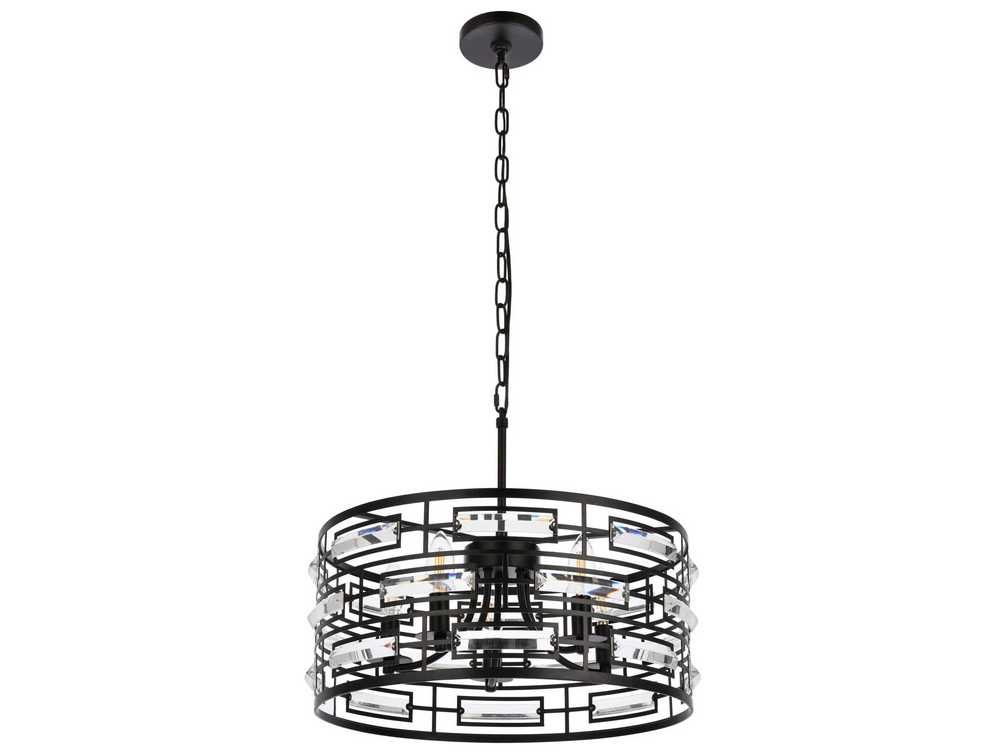 Elegant Lighting Kennedy 5-Light Black Crystal Drum Chandelier