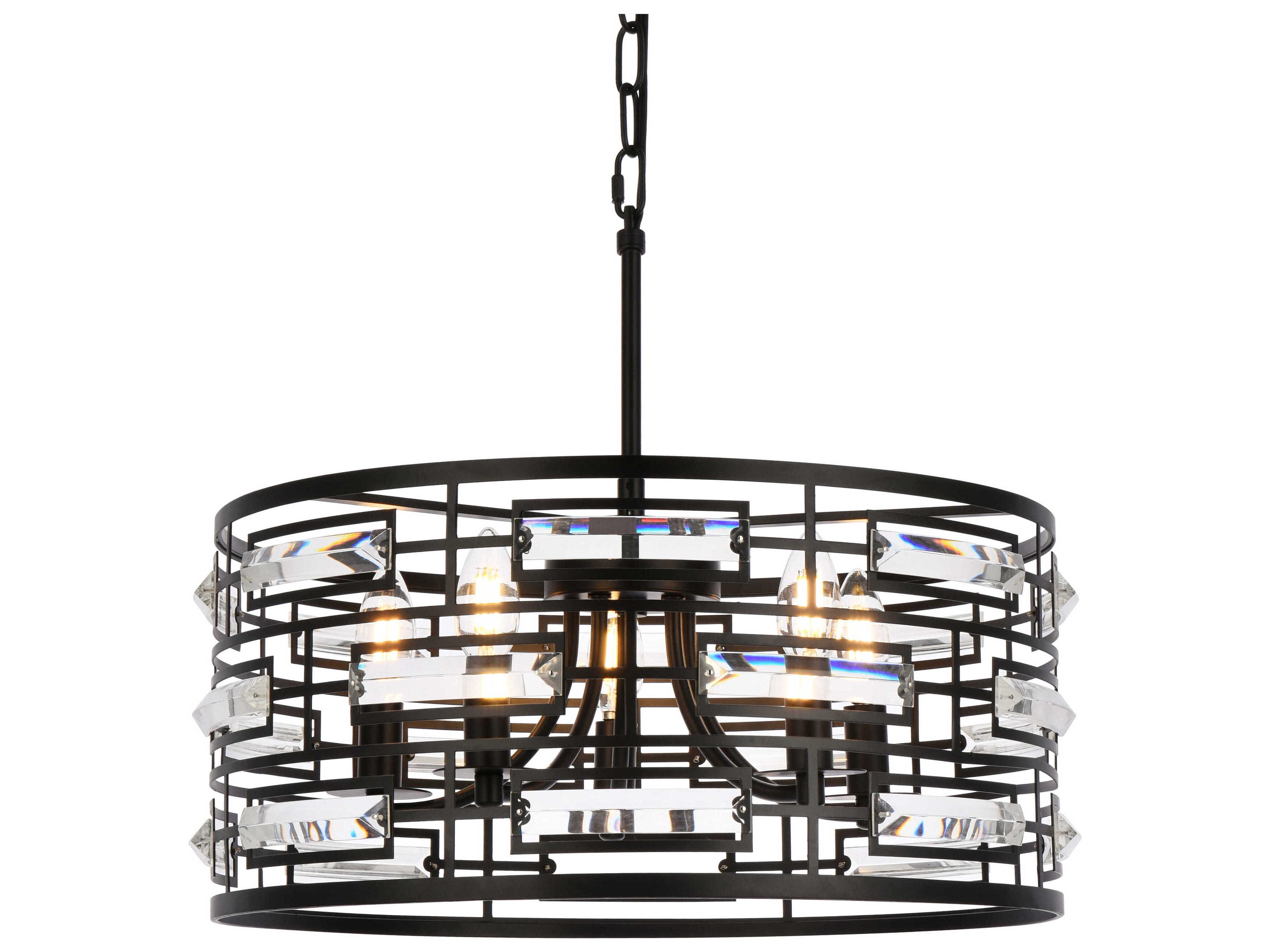 Elegant Lighting Kennedy 5-Light Black Crystal Drum Chandelier